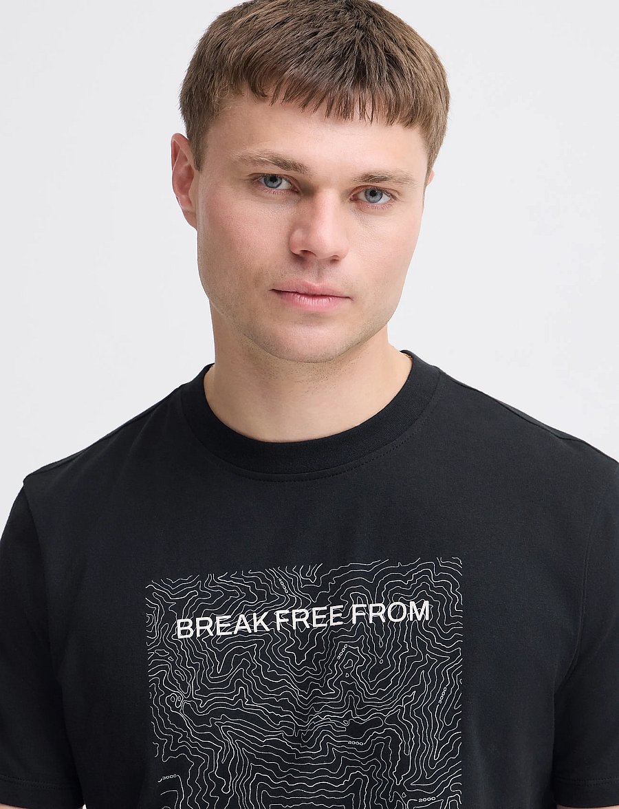 Blend - BHLEYTON S/S GRAPHIC TEE - kurzärmelige t-shirts - black beauty - 4