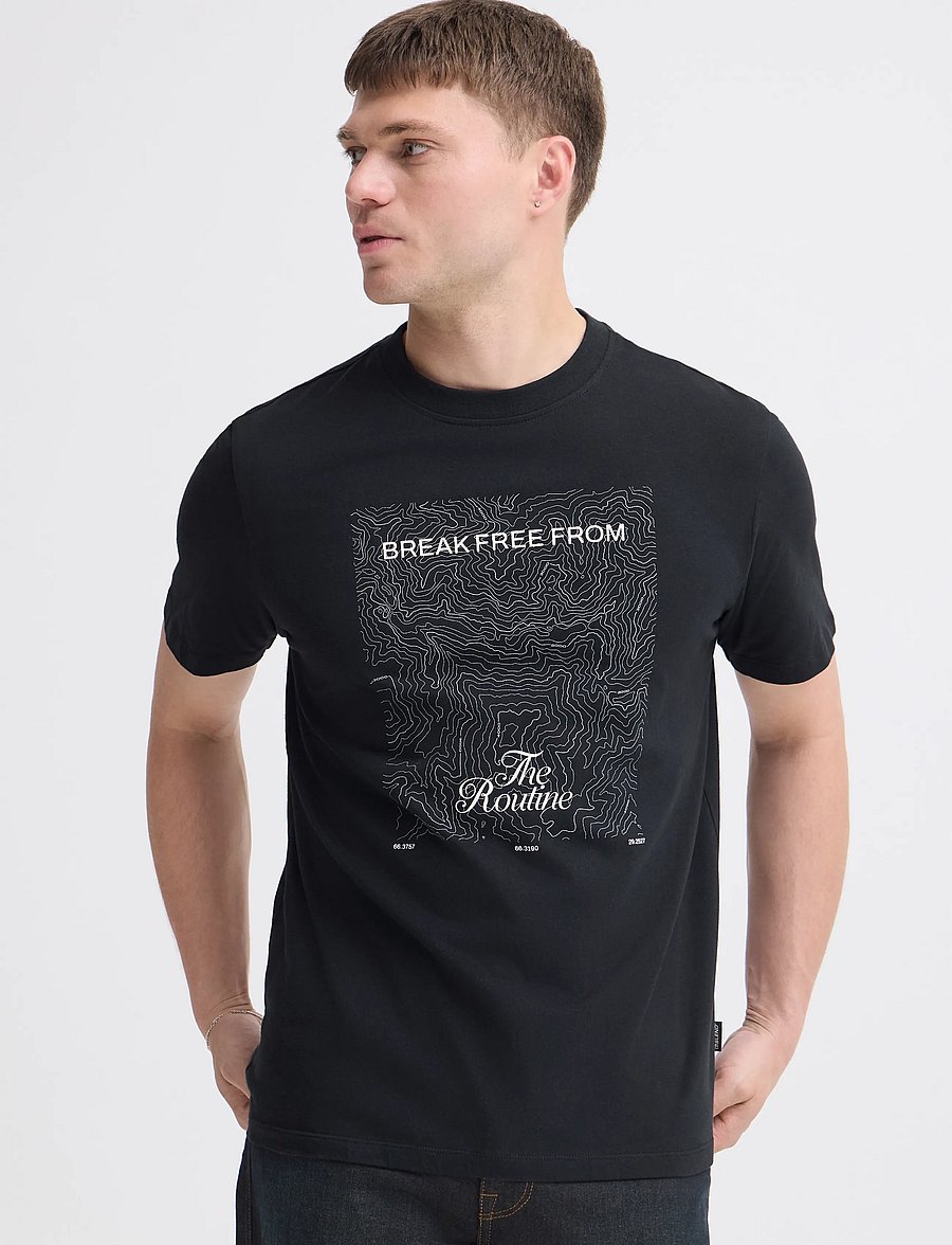 Blend - BHLEYTON S/S GRAPHIC TEE - kurzärmelige t-shirts - black beauty - 5