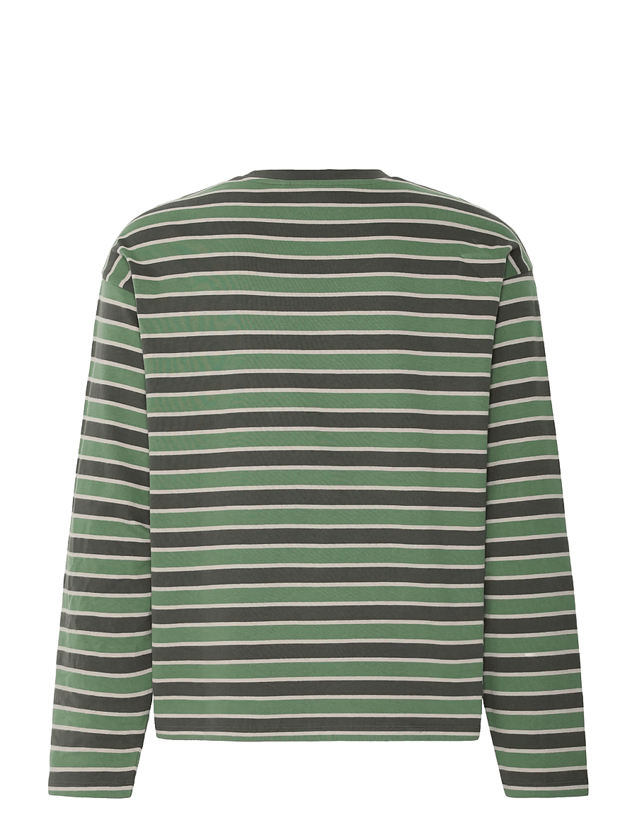 Blend - BHKHALID L/S STRIPE TEE - langærmede t-shirts - elm green - 2