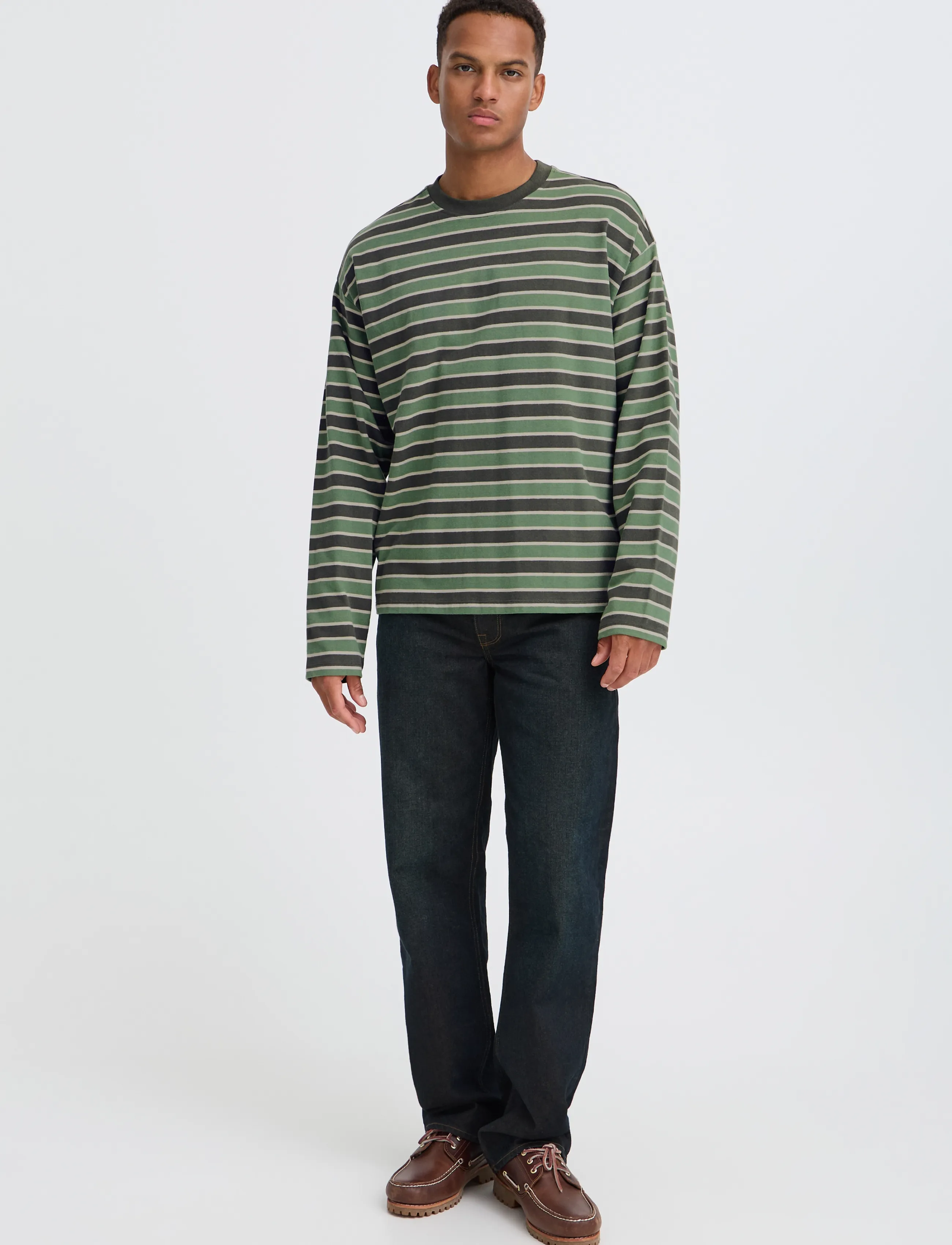 Blend BHKHALID L/S STRIPE TEE - Blend - ELM GREEN / green