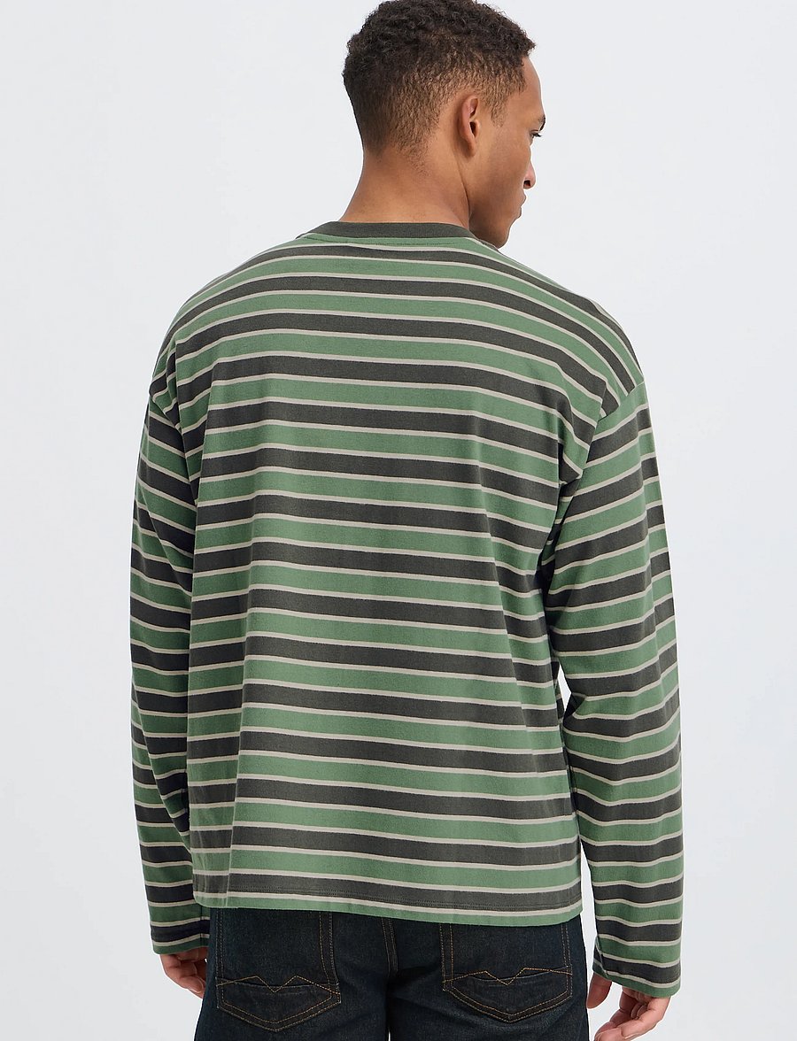 Blend - BHKHALID L/S STRIPE TEE - langærmede t-shirts - elm green - 3