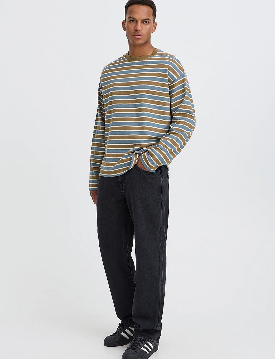 Blend - BHKHALID L/S STRIPE TEE - stormy weather - 0