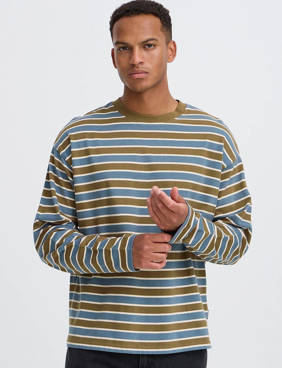 Blend - BHKHALID L/S STRIPE TEE - stormy weather - 5