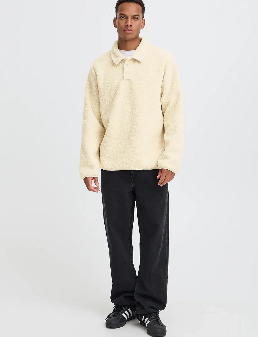 Blend - BHLINK TEDDY POLO - långärmade stickade pikétröjor - oyster gray - 0
