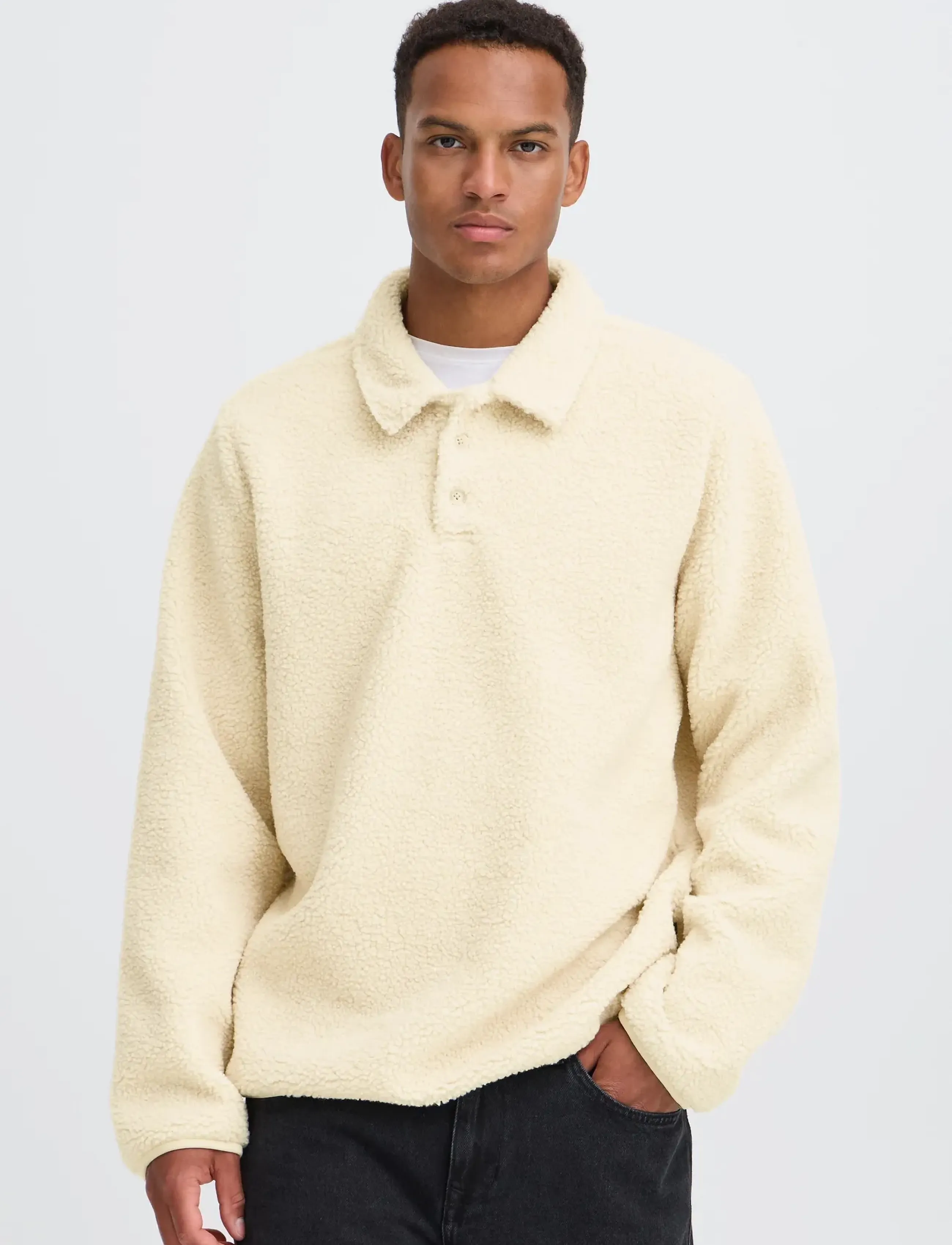 Blend - BHLINK TEDDY POLO - långärmade stickade pikétröjor - oyster gray - 5