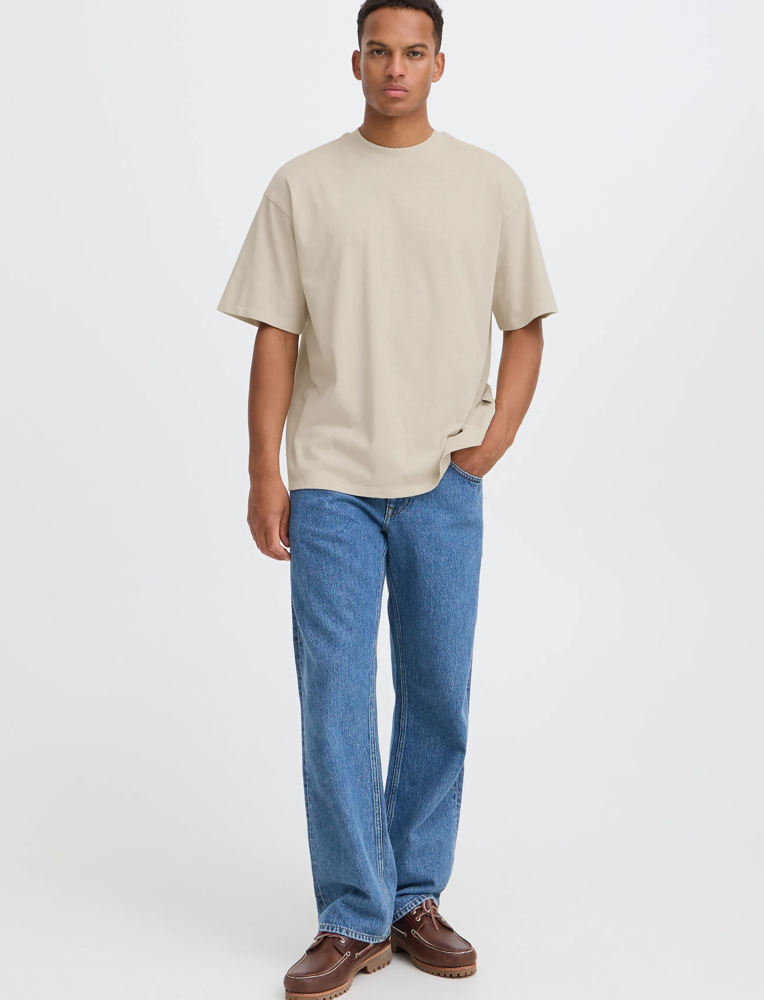 Blend BHLUCIUS S/S WASH PRINT TEE - Blend - OYSTER GRAY / beige