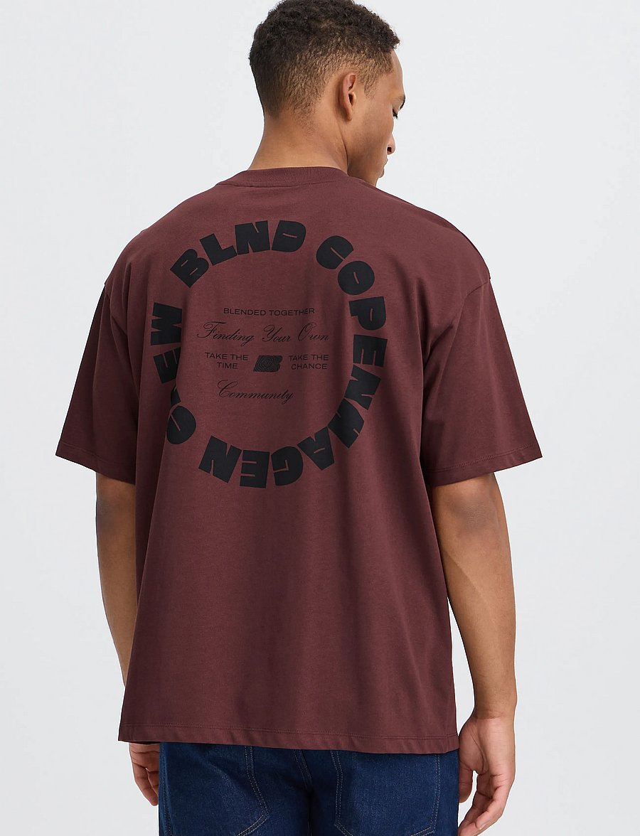 Blend - BHLUCIUS S/S WASH PRINT TEE - kurzärmelige t-shirts - rum raisin - 3