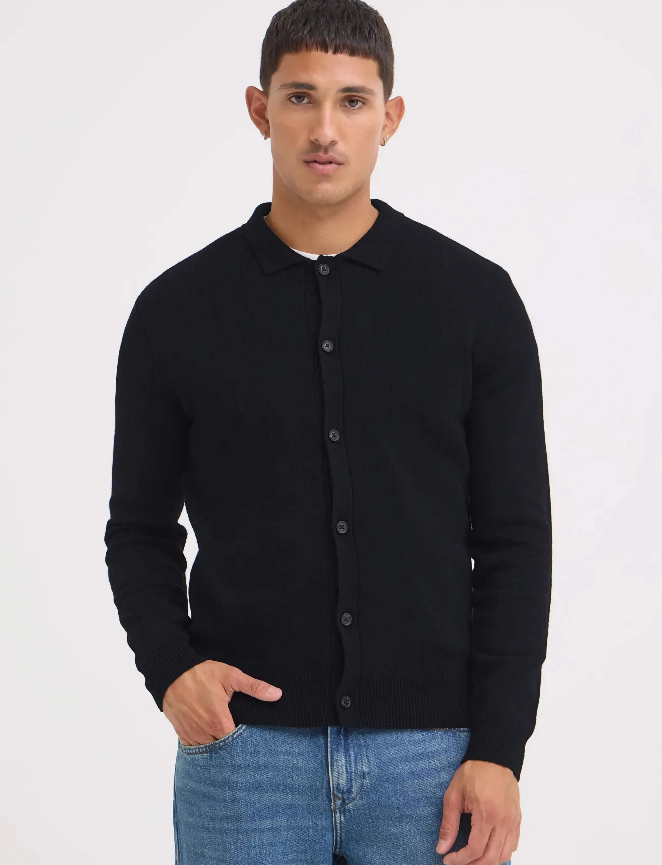 Blend - BHBRANKO POLO CARDIGAN - koftor - black beauty - 5