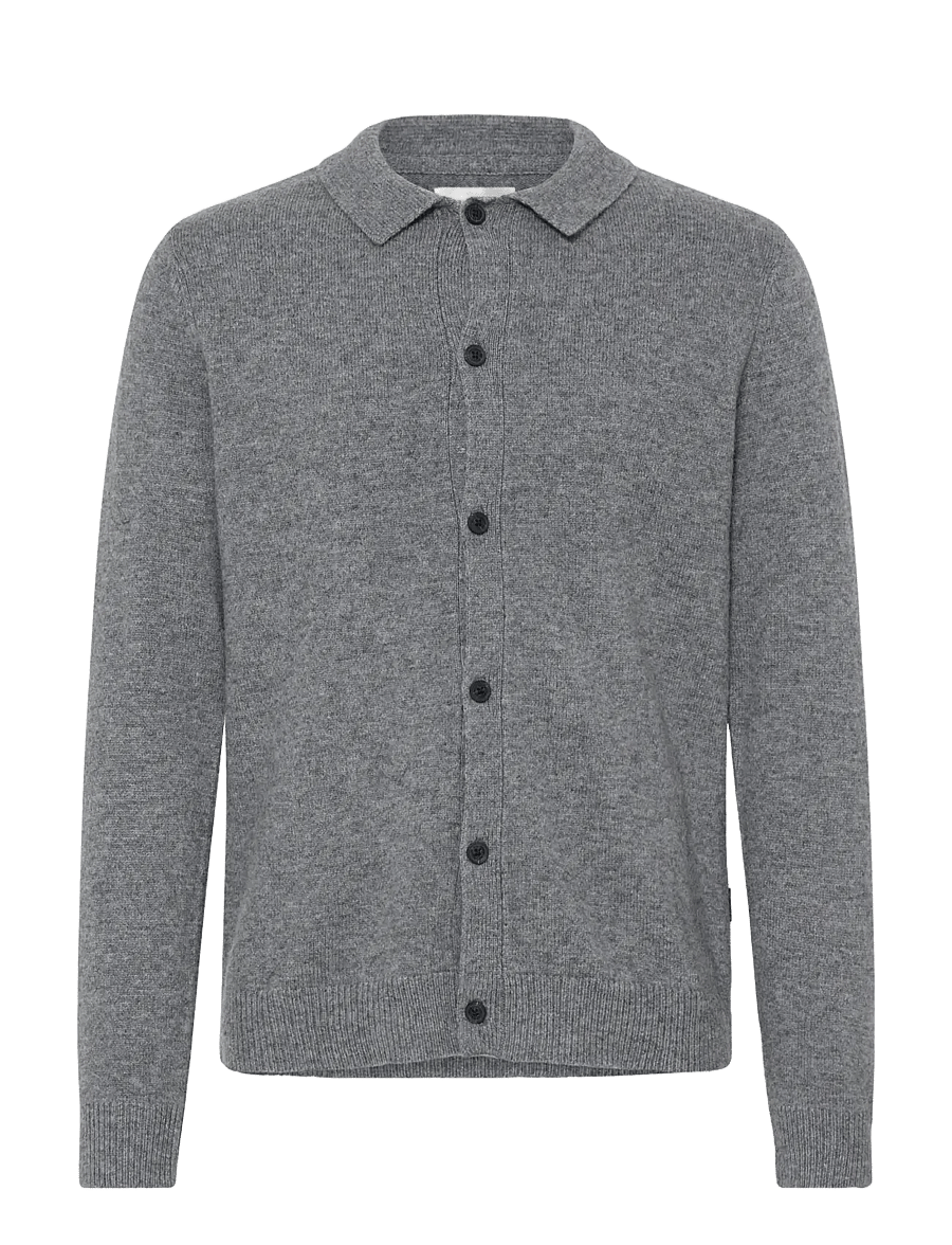 Blend - BHBRANKO POLO CARDIGAN - koftor - pewter melange - 1