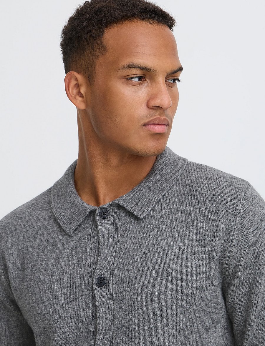 Blend - BHBRANKO POLO CARDIGAN - koftor - pewter melange - 3