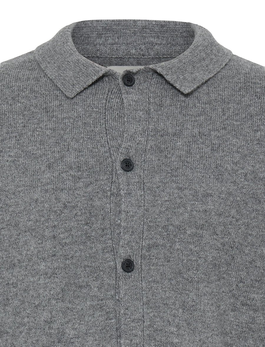 Blend - BHBRANKO POLO CARDIGAN - koftor - pewter melange - 5