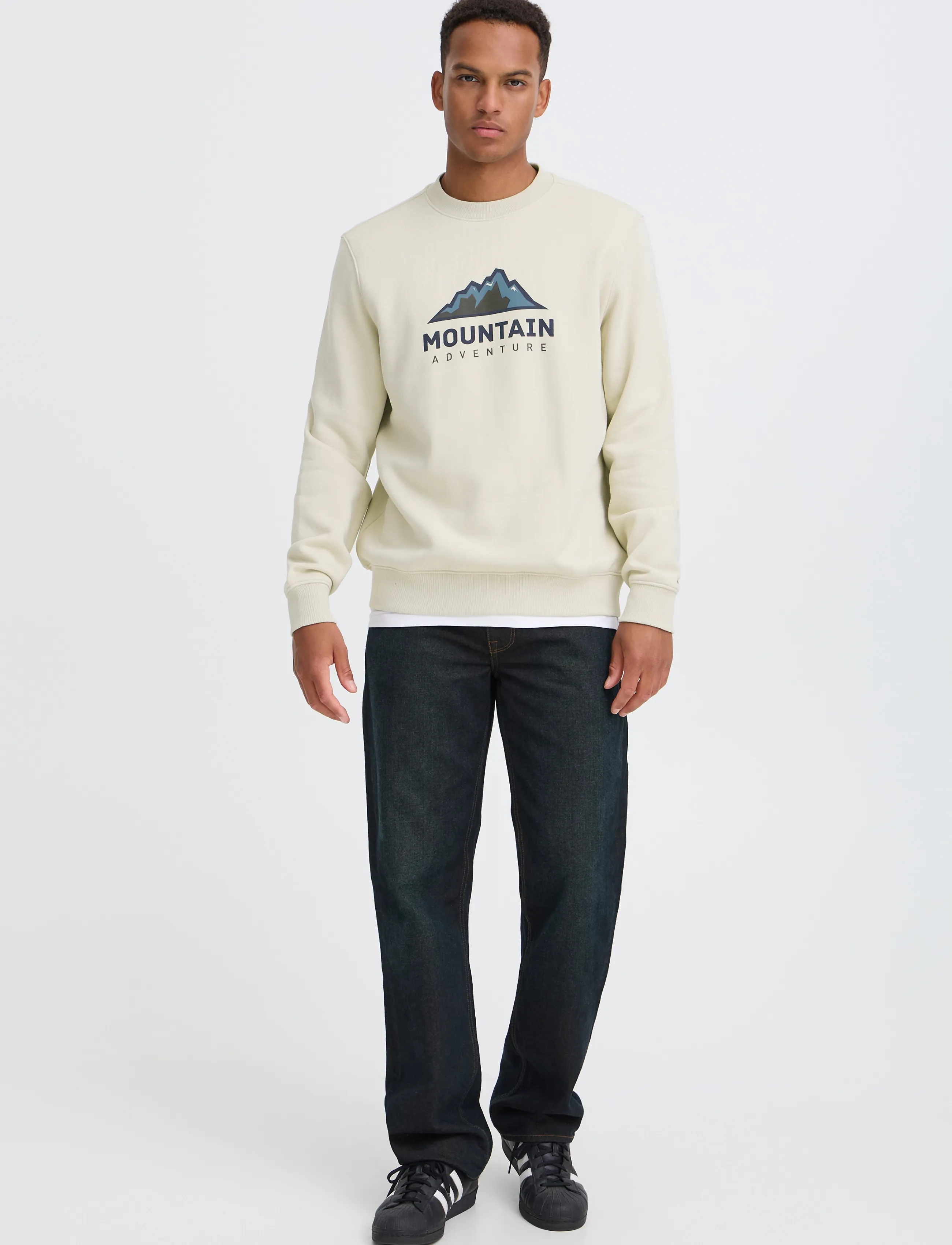 Blend BHLUCSON REG CREW SWEAT - Dressipluusid - OYSTER GRAY / cream