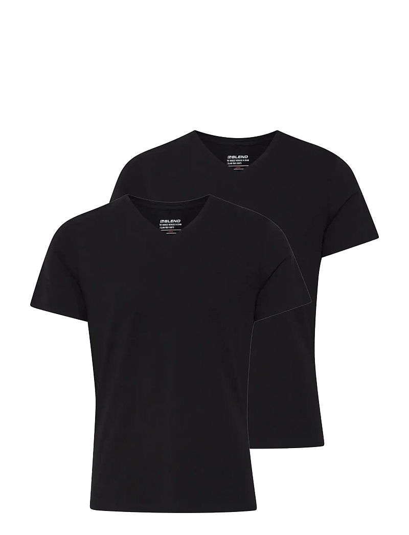 Blend - BHDINTON V-NECK TEE 2-PACK - v-ringade t-shirts - black - 1