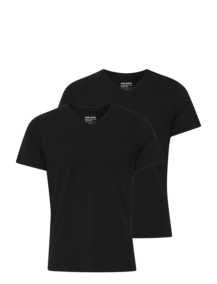 Blend - BHDINTON V-NECK TEE 2-PACK - koszulki z dekoltem w serek - black - 1