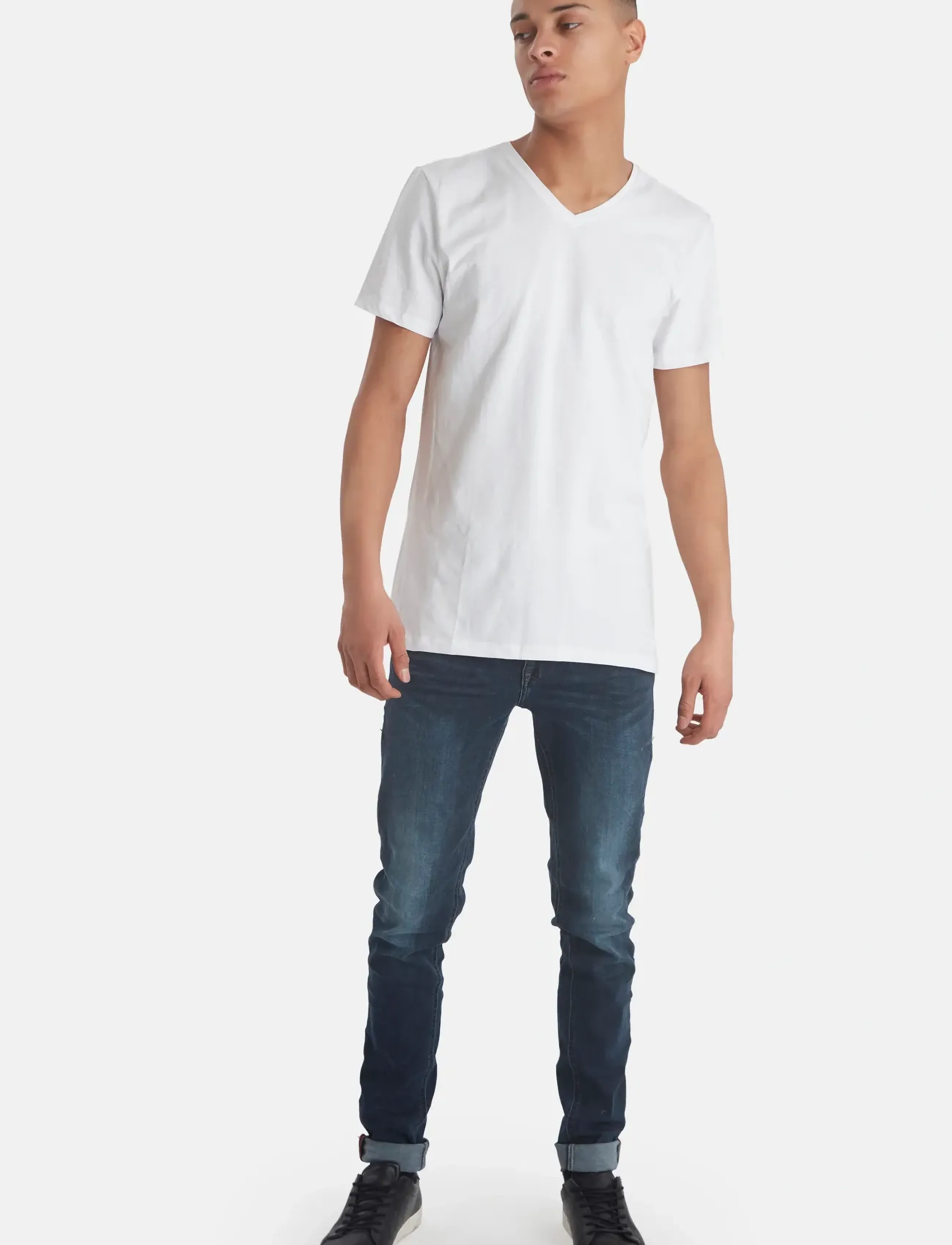 Blend - BHDINTON V-NECK TEE 2-PACK - t-shirts med v-hals - white - 3