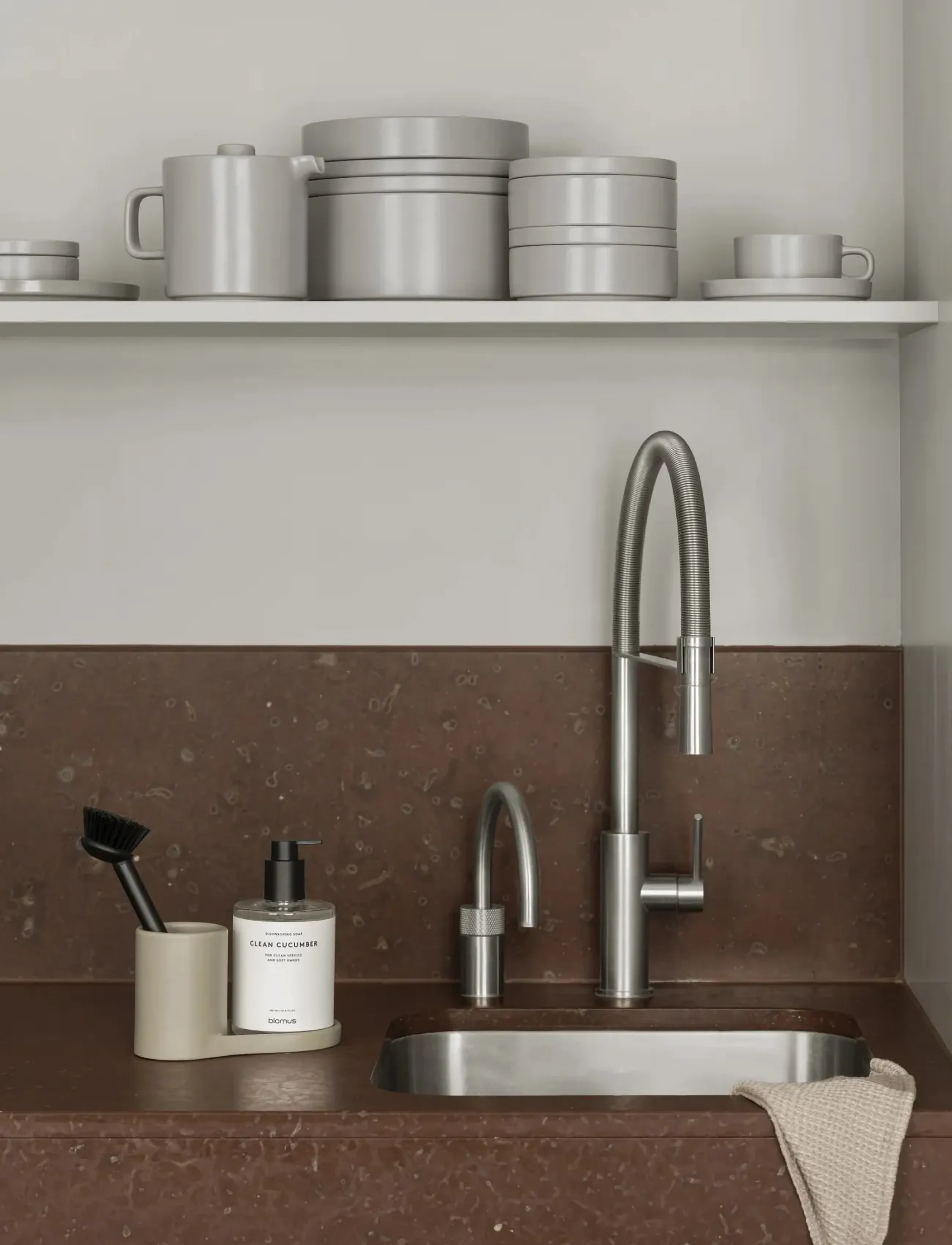 Blomus Dishwashing Set 10 X 17,5 9,5 Cm Piro Nomad, L 9.5 cm, Wash & Clean, Beige - Cleaning, Homeware