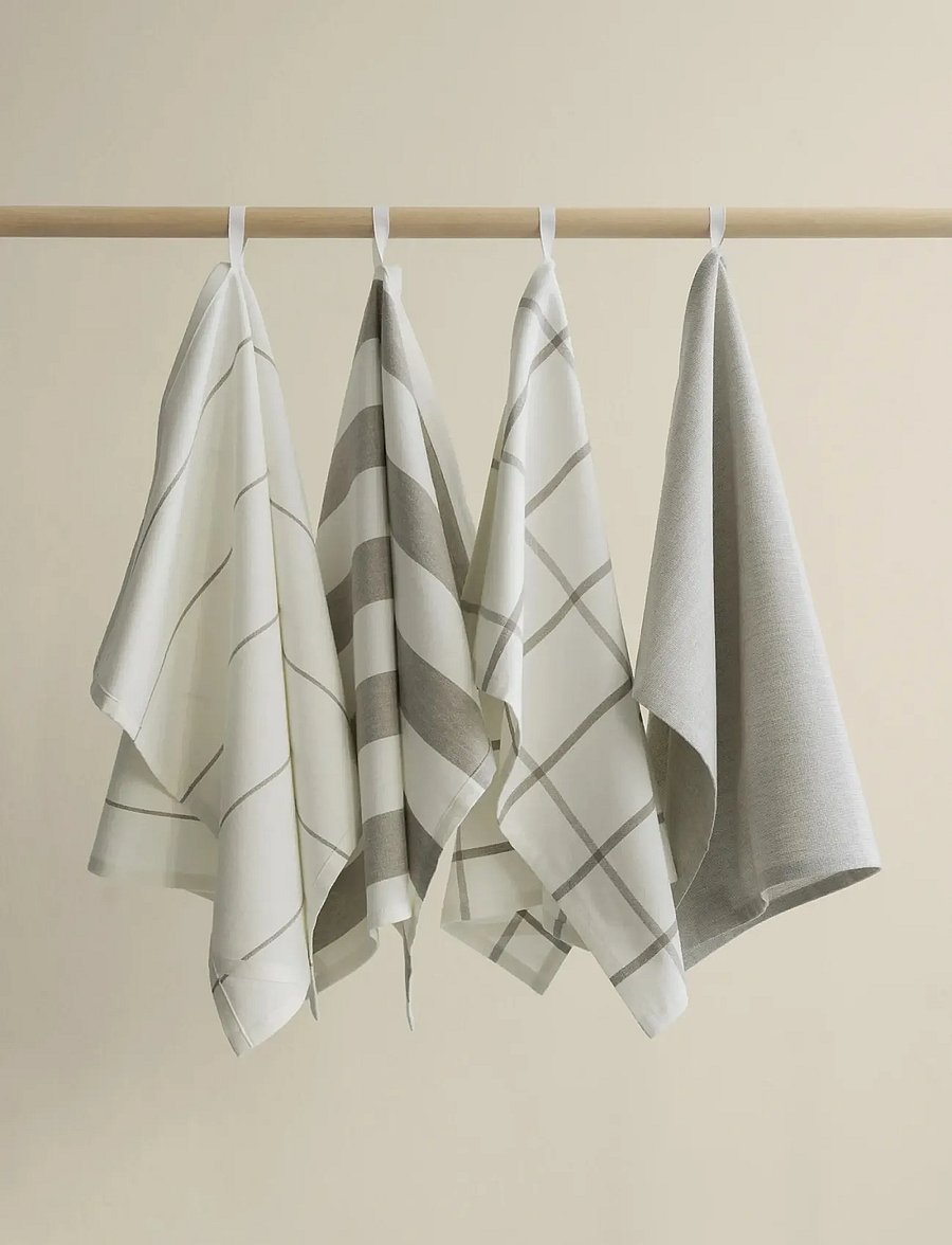 Blomus - Tea Towel, Set of 2 pcs - TAULO - nõudepesulapid ja -harjad - white/mourning dove - 0