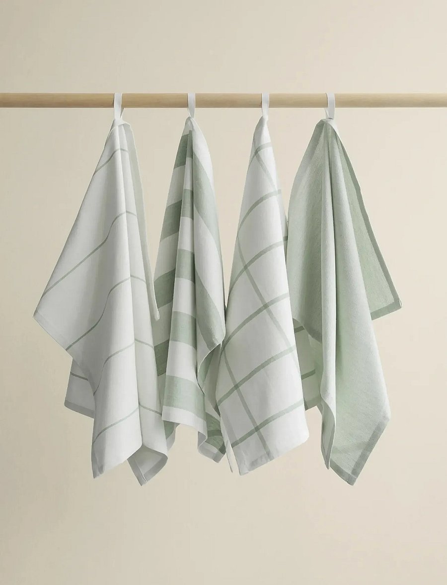 Blomus - Tea Towel, Set of 2 pcs - TAULO - tücher & spülbürste - white/desert sage - 0