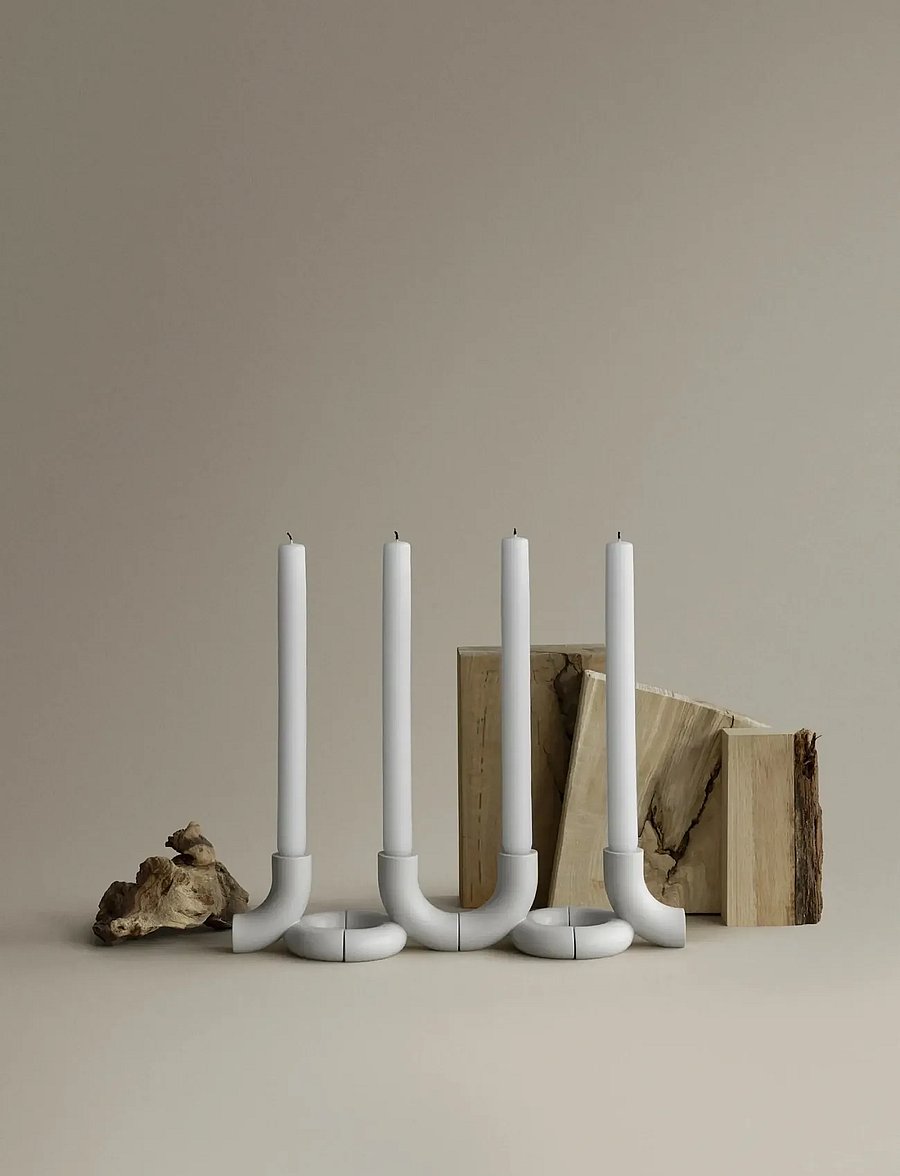 Blomus - Set of 2 Candle Holders - 8,5 x 10 x 9,5 cm - DOODLE - Moonbeam - moonbeam - 2