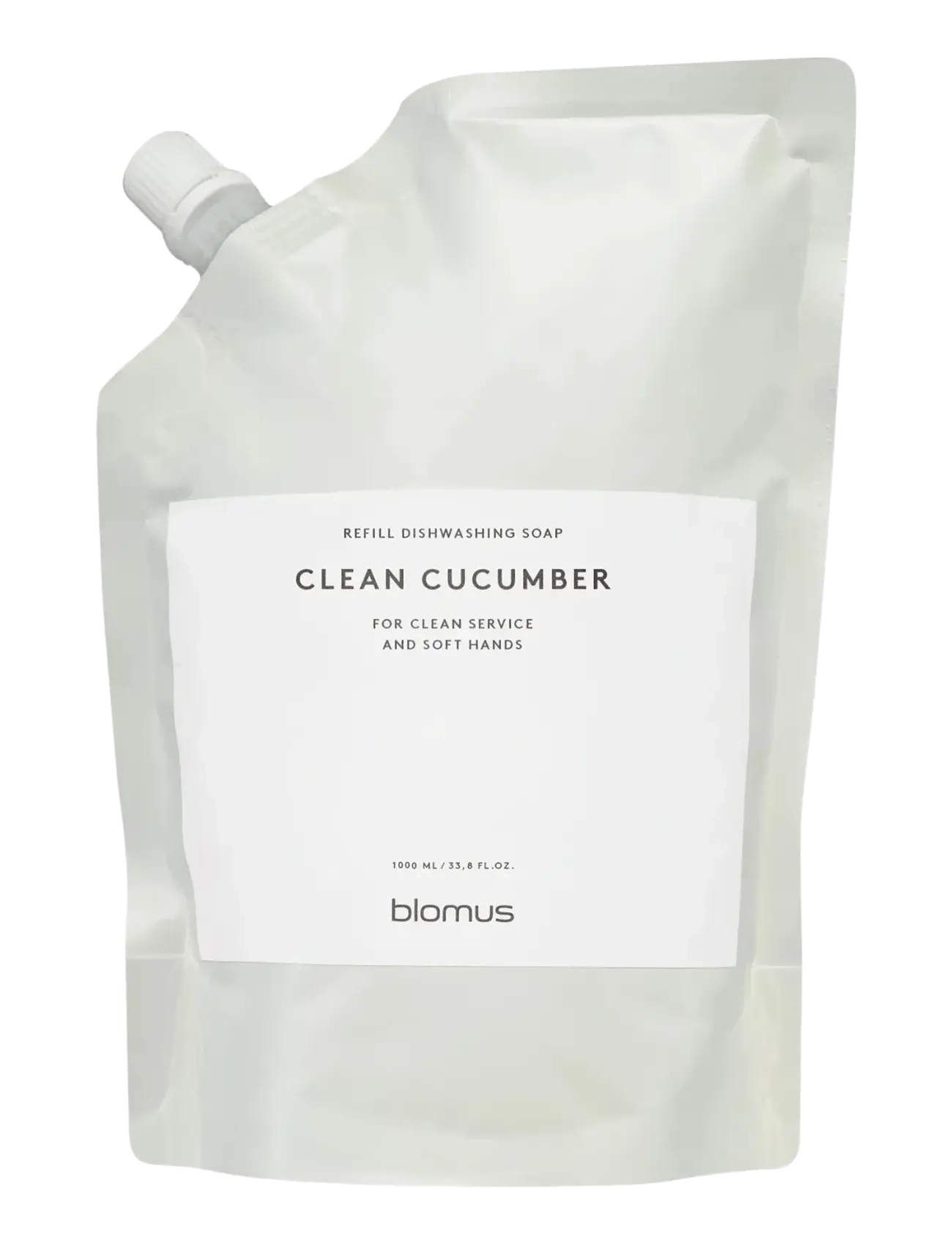 Blomus Refill Dishwashing Soap, Scent: Clean Cucumber 1 L Satomi White, 18 cm, Dishes, Nackt - Dish Homeware