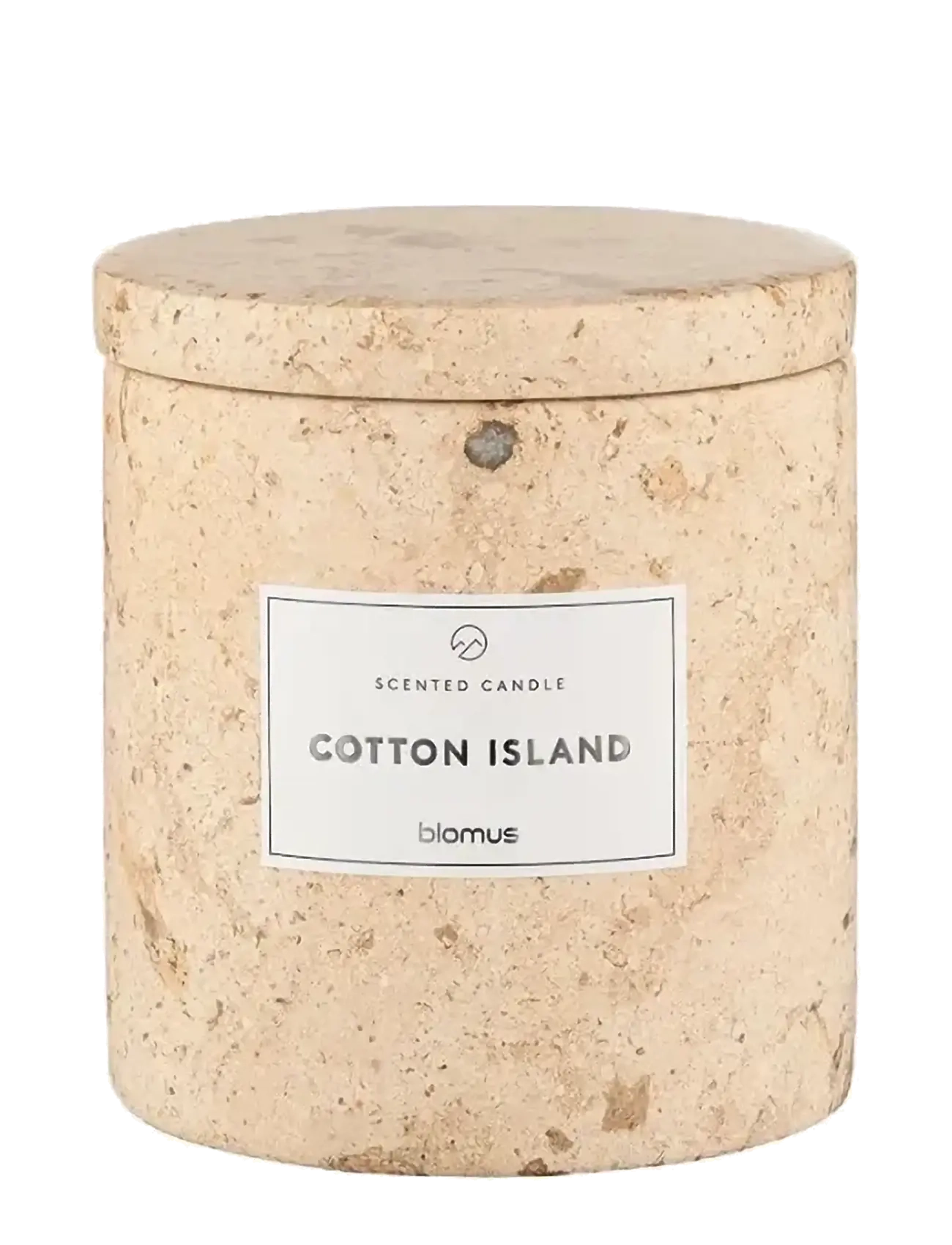 Blomus Scented Travertine Candle - 9 cm, Ø 8 cm - FRABLI - Travertine - Candles - TRAVERTINE / beige