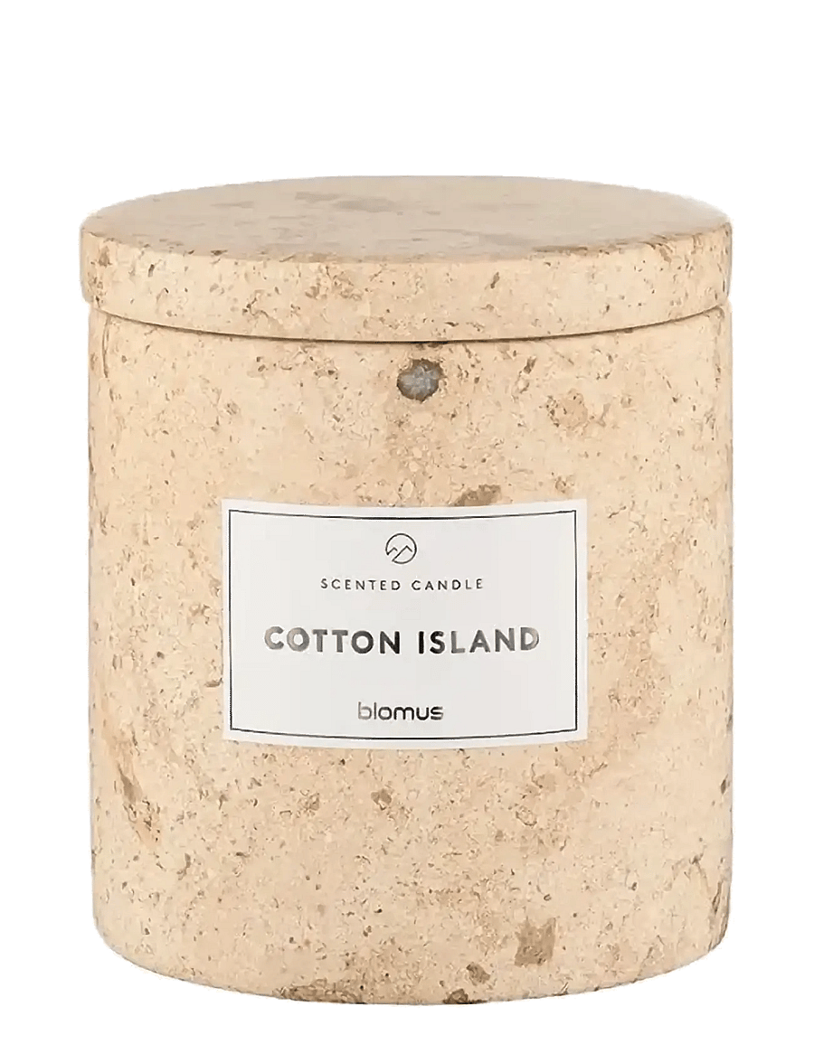 Blomus - Scented Travertine Candle - 9 cm, Ø 8 cm - FRABLI - Travertine - above 500kr - travertine - 1