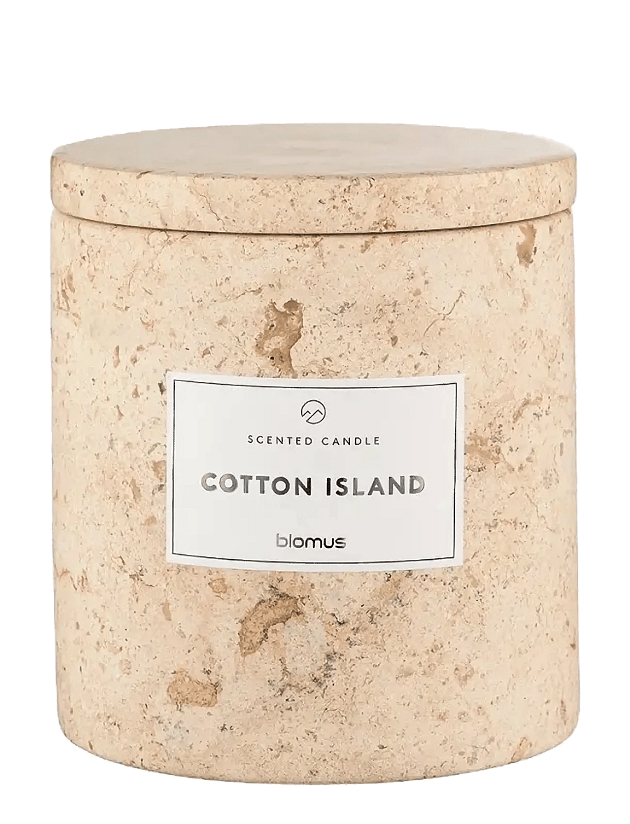 Blomus - Scented Travertine Candle - 11 cm, Ø 10 cm - FRABLI - Travertine - above 500kr - travertine - 1