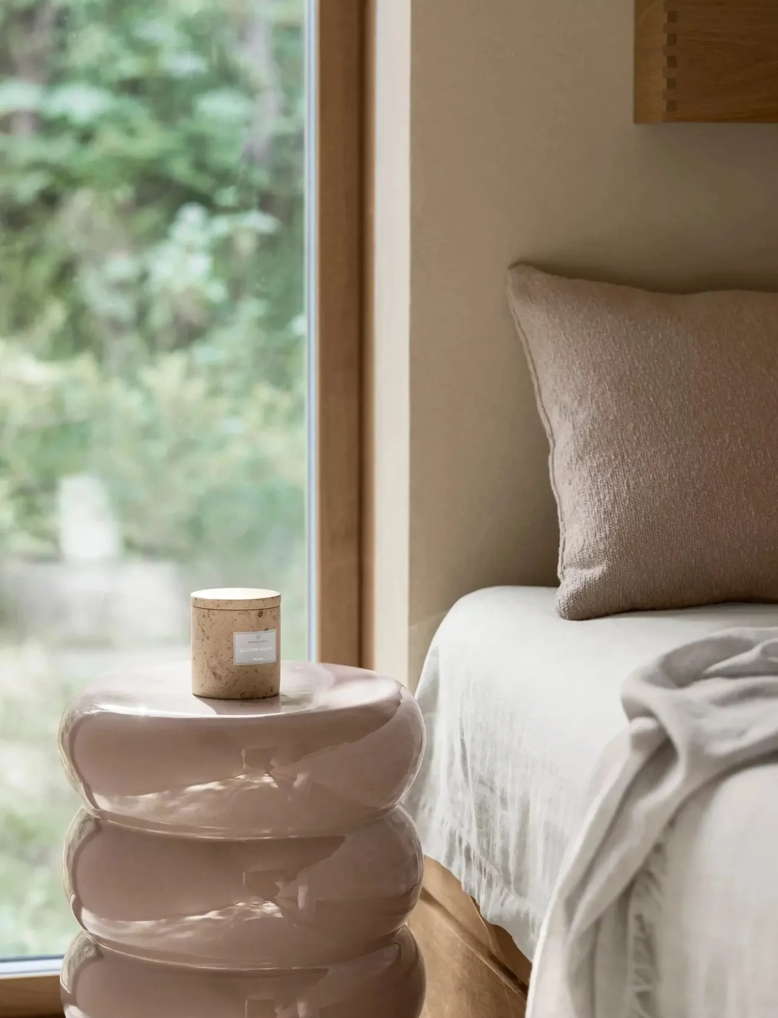 Blomus Scented Travertine Candle 11 Cm, Ø 10 Cm Frabli Travertine, L 100 cm, Home, Beige - Candles, Homeware
