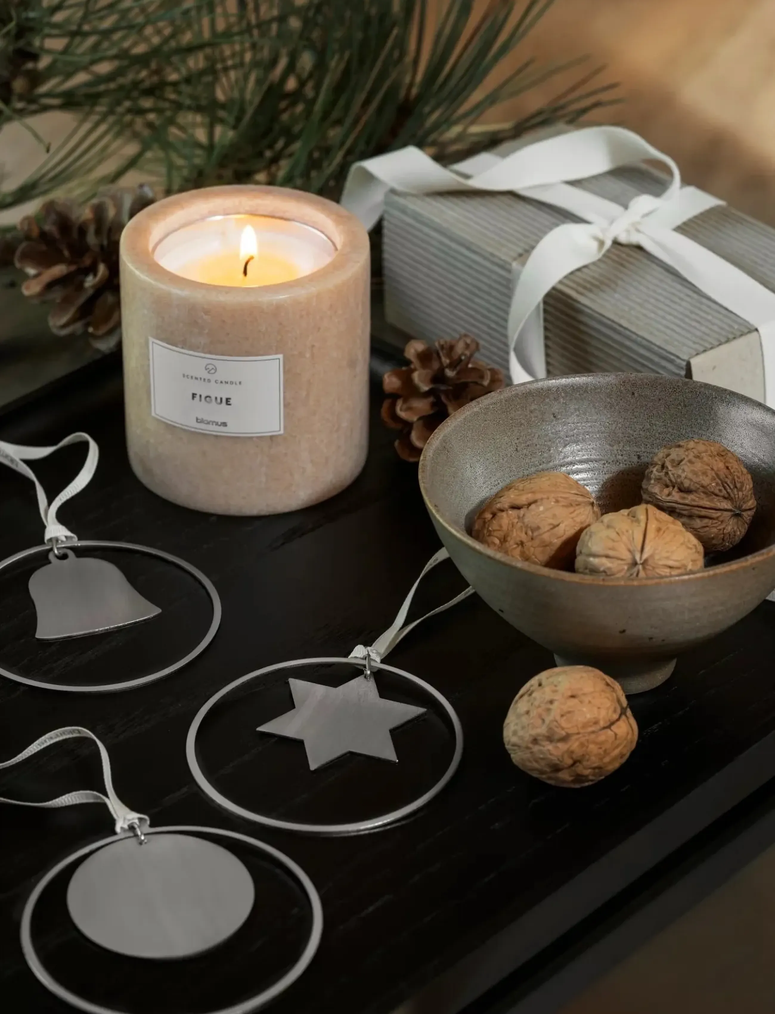 Blomus Scented Travertine Candle 11 Cm, Ø 10 Cm Frabli Indian Tan, L 100 cm, Home, Rosa - Candles, Homeware