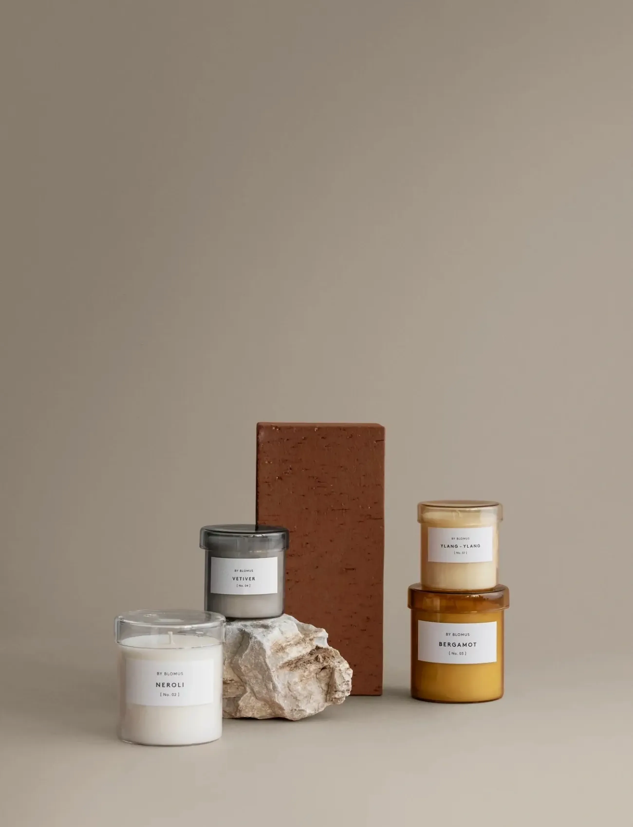 Blomus Scented Candle L 9,5 Cm, Ø 9 Cm Valoa Tan, 9.5 cm, Candles, Orange - Block Homeware