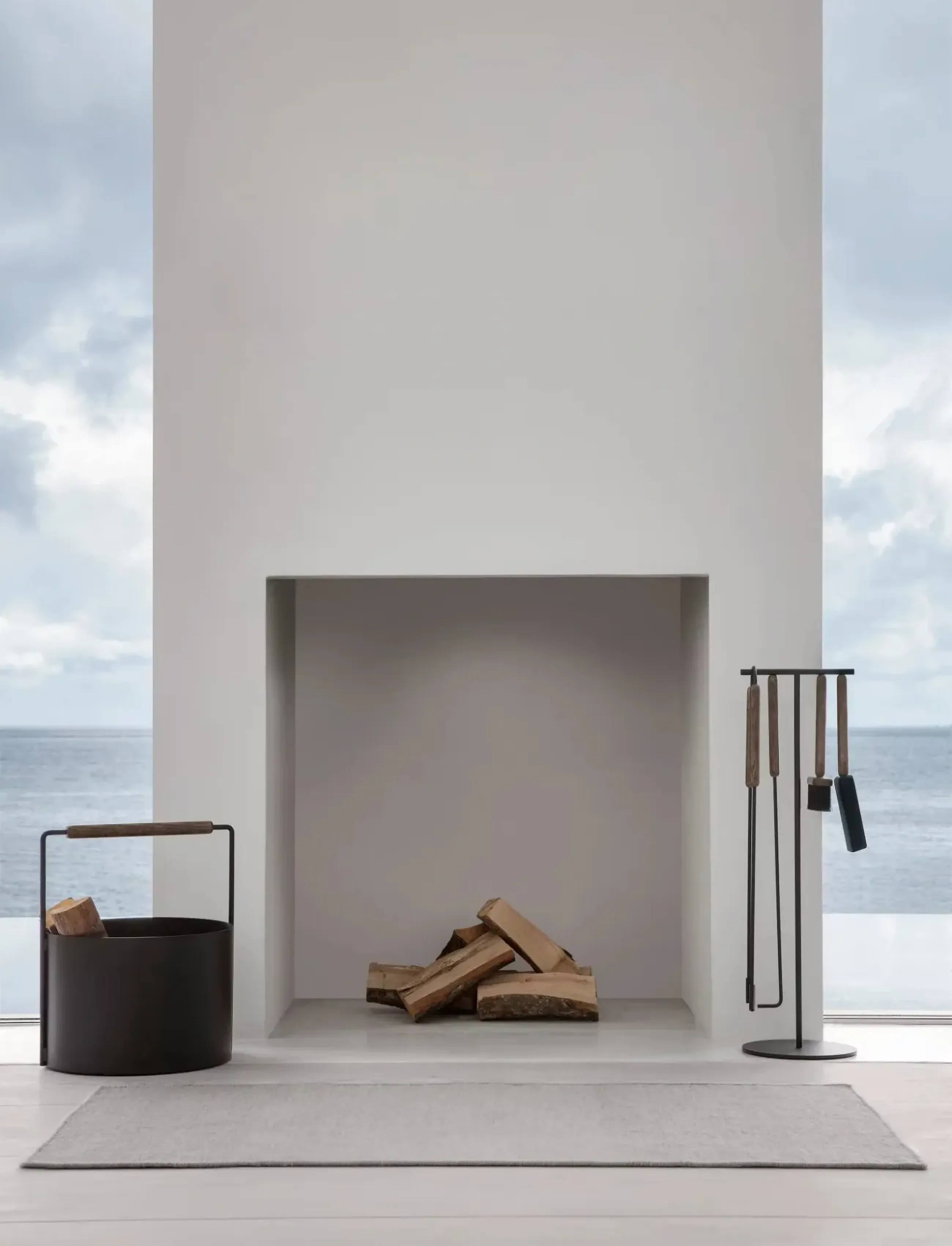Blomus Firewood Basket 45 Cm, Ø 35 Cm Ashi Black, L 37.1 cm, Outdoor Environment, Schwarz - Fireplaces, Homeware