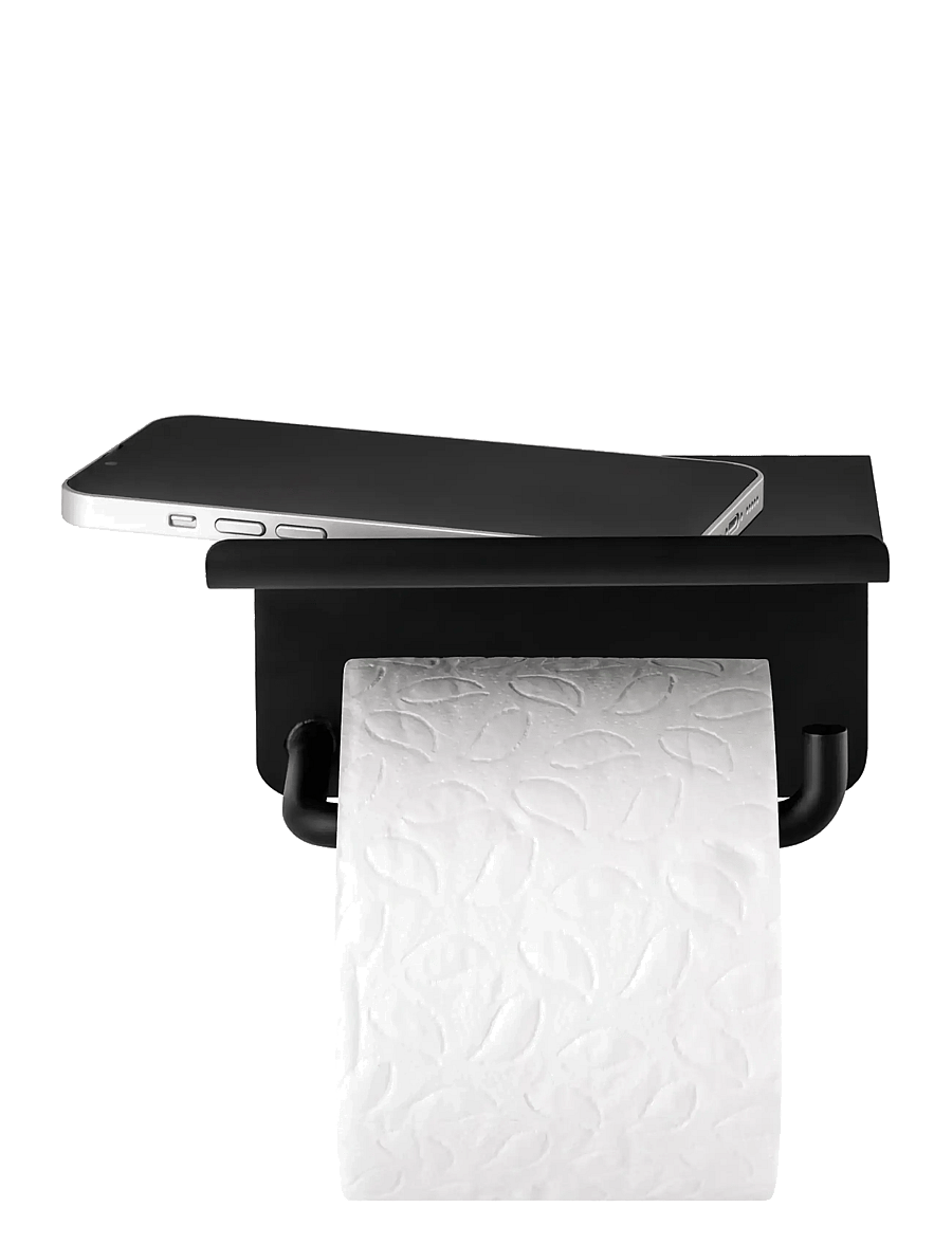 Blomus - Toilet Paper Holder with tray - 9,5 x 14,5 x 13,5 cm - MODO - Black - riputuskonksud ja nagid - black - 1