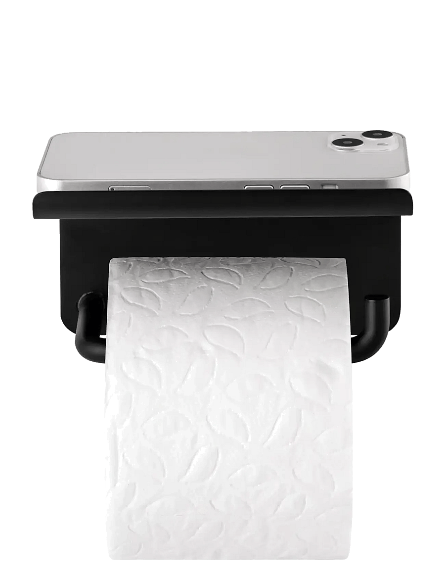Blomus - Toilet Paper Holder with tray - 9,5 x 14,5 x 13,5 cm - MODO - Black - riputuskonksud ja nagid - black - 2