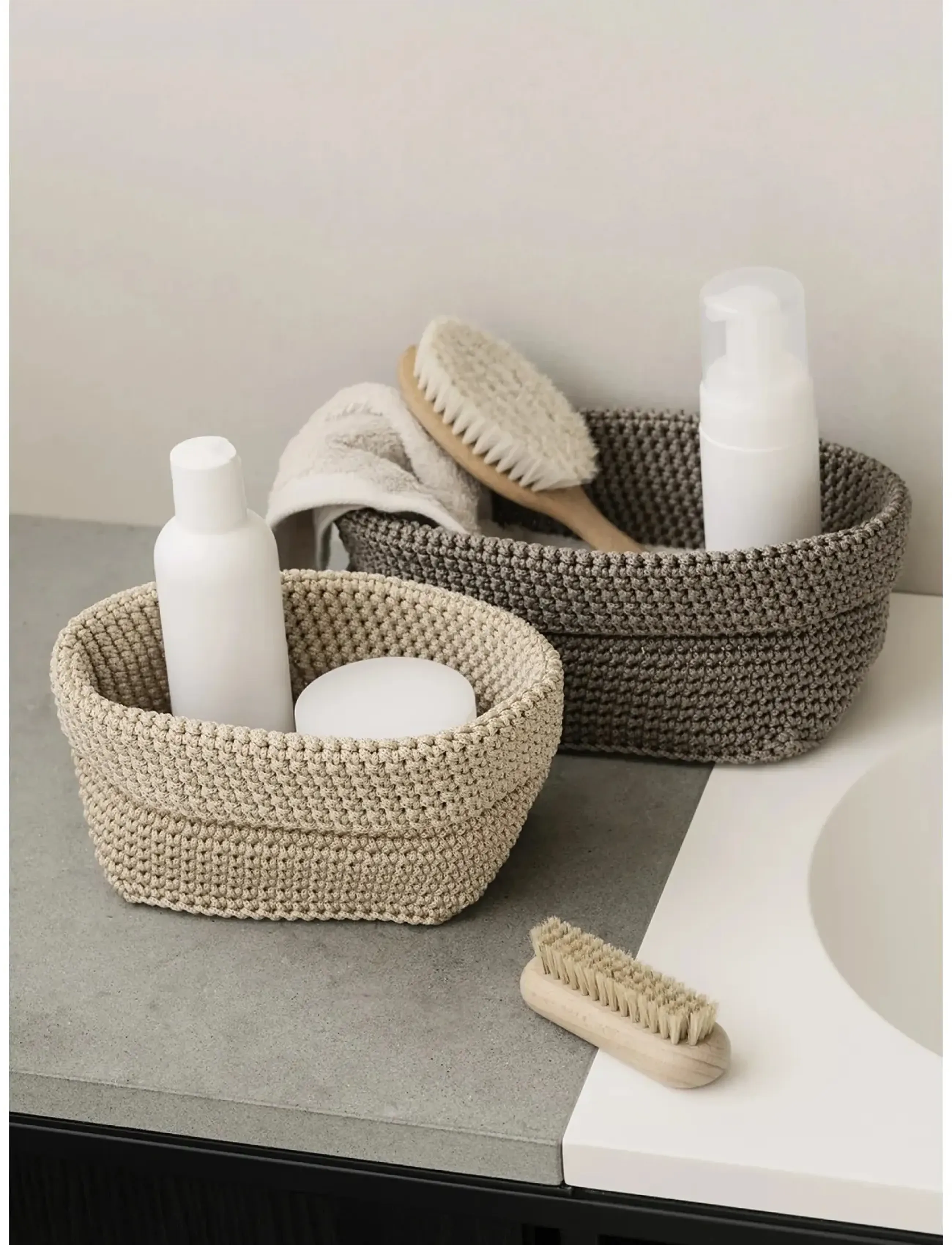 Blomus Crochet Rope Basket L 20 X 12 9 Cm Tela Fungi, cm, Storage, Grau - Storage Baskets, Homeware
