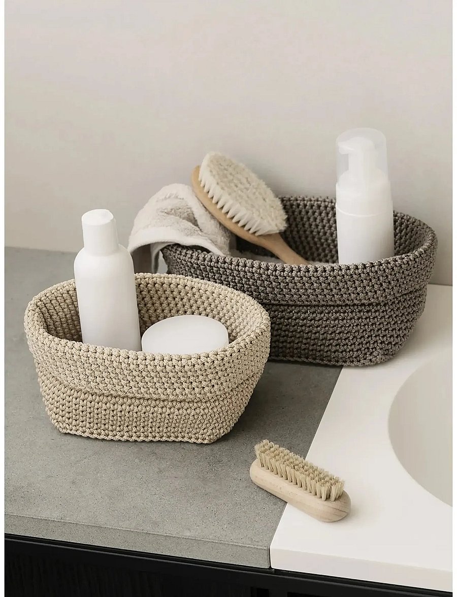 Blomus - Crochet Rope Basket L - 20 x 12 x 9 cm - TELA - Fungi - lebensmittellagerung - fungi - 0