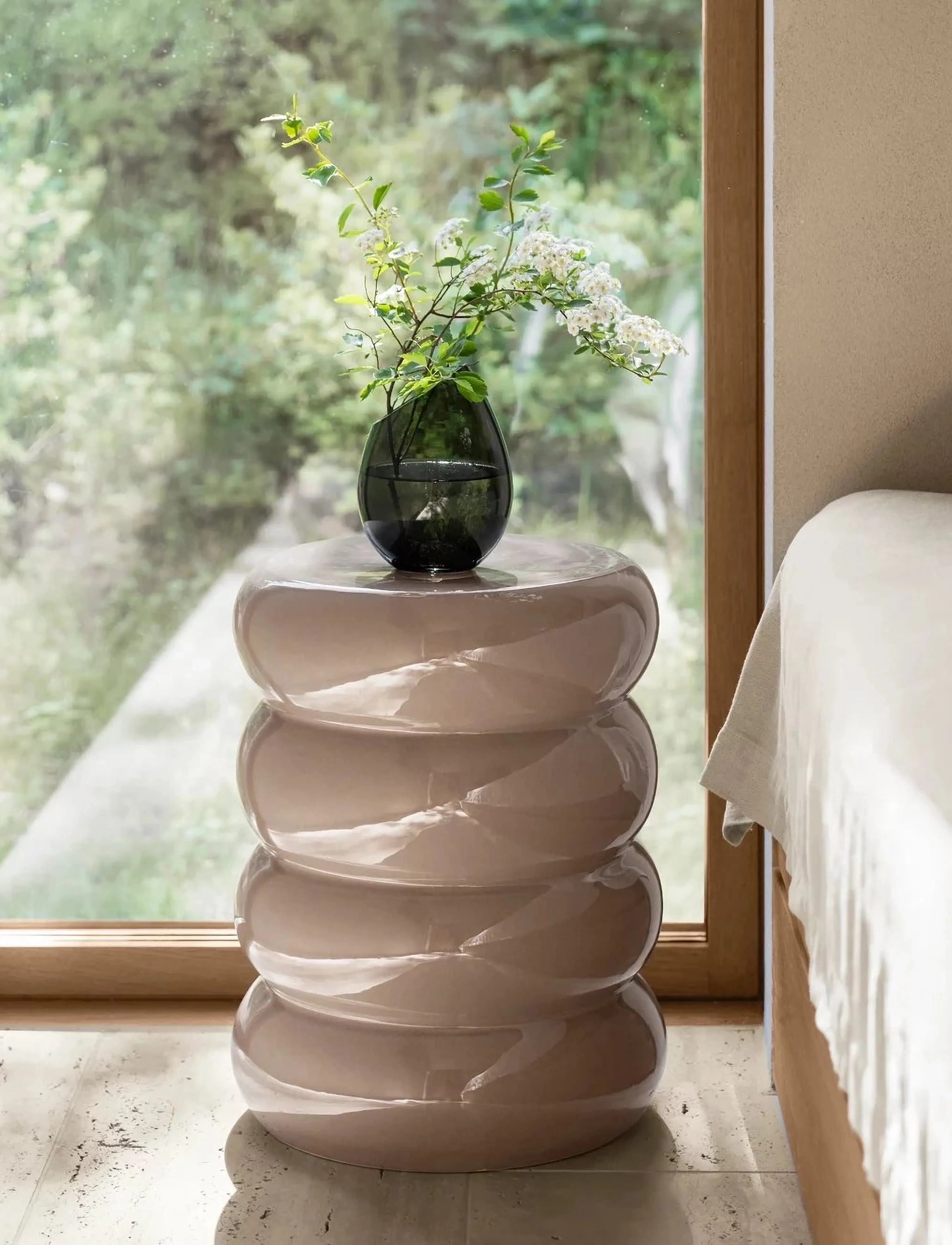 Blomus Ceramic Stool, Round Ø 34 Cm Toru Fungi, L cm, Chairs & Stools, Beige - Stools Benches, Homeware