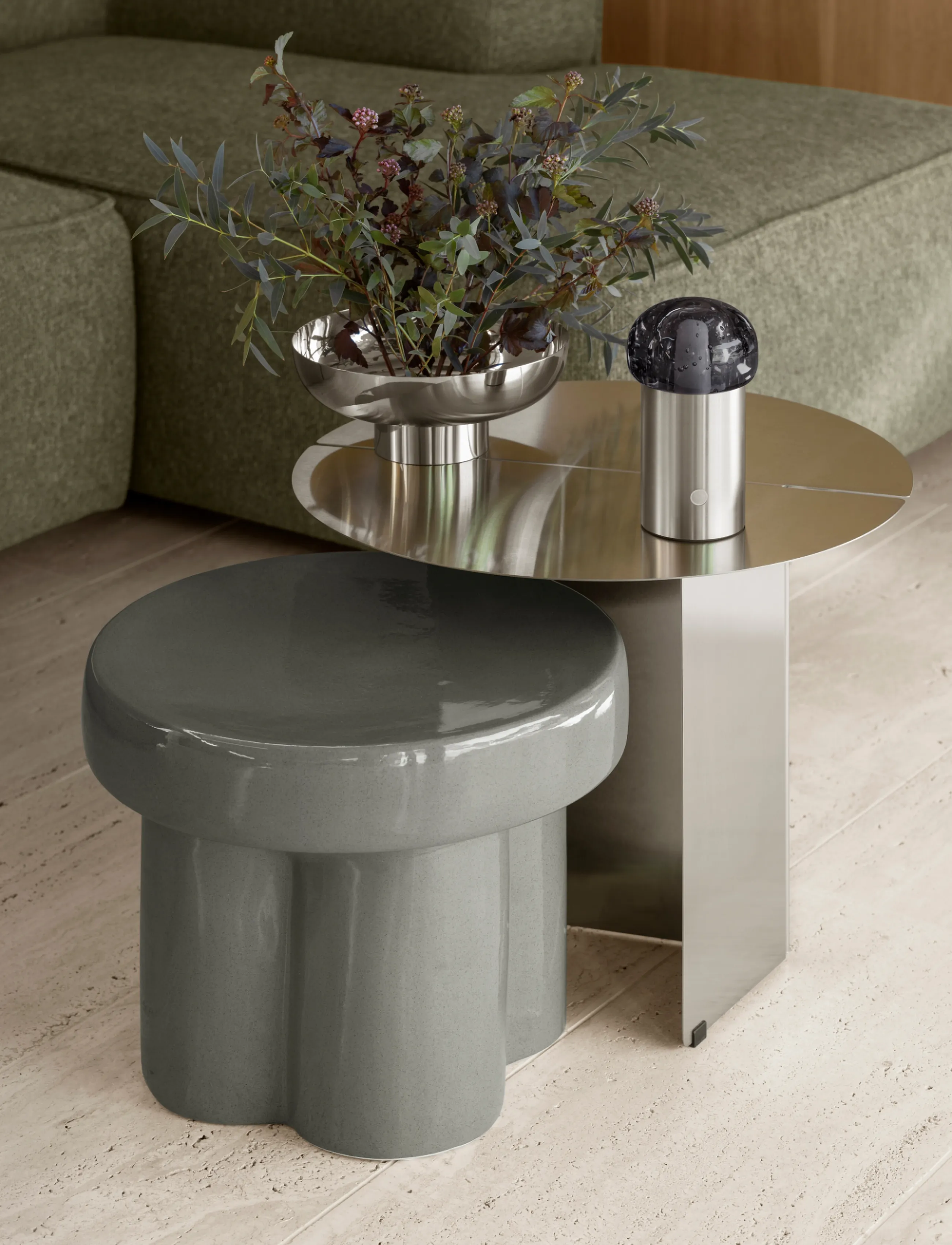 Blomus Ceramic Stool, Low Ø 40 Cm Toru Fungi, L cm, Tables, Beige - Side Tables & Small Homeware