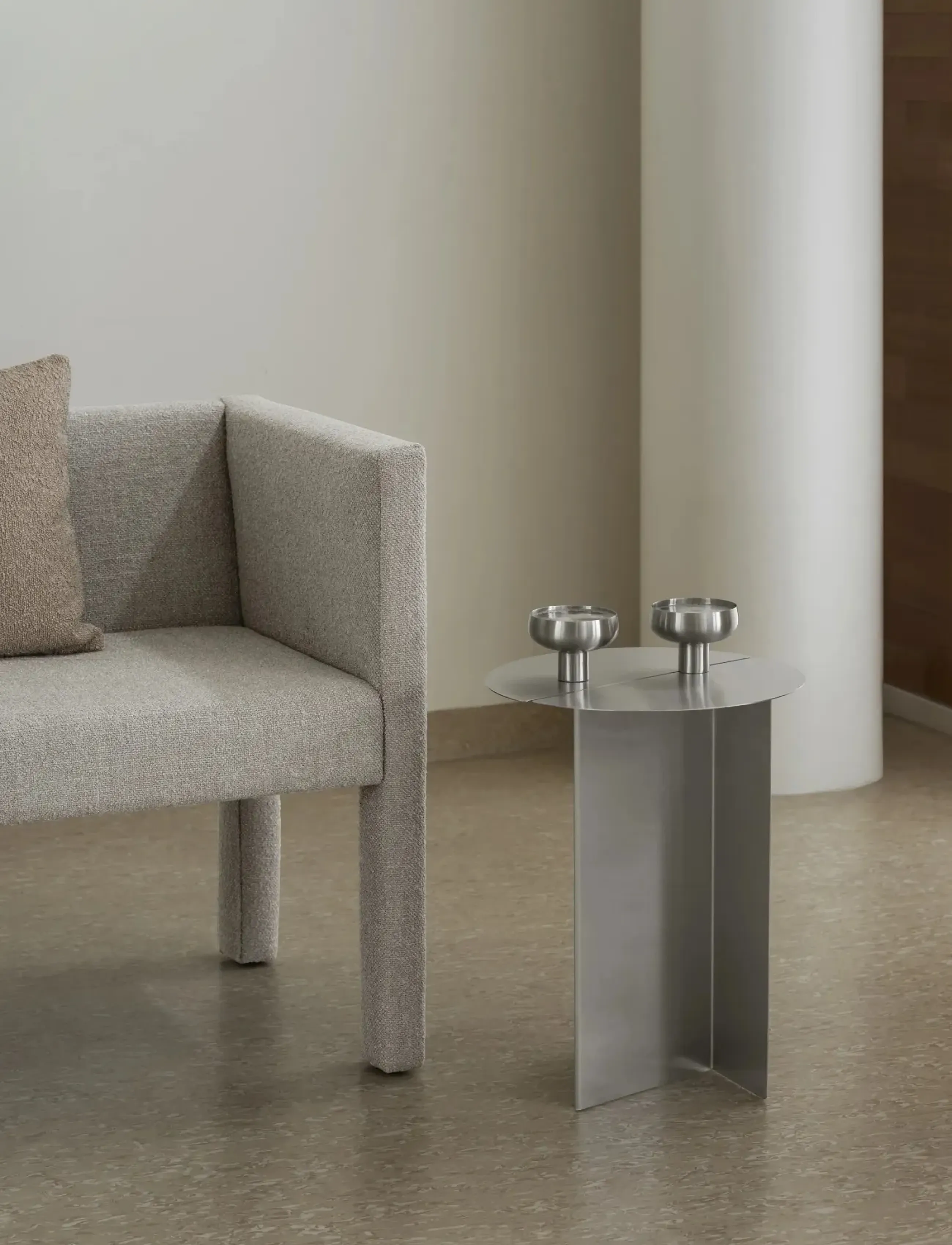 Blomus Side Table S 47 Cm, Ø 35 Cm Oru Matt, L cm, Tables, Grau - Tables & Small Homeware