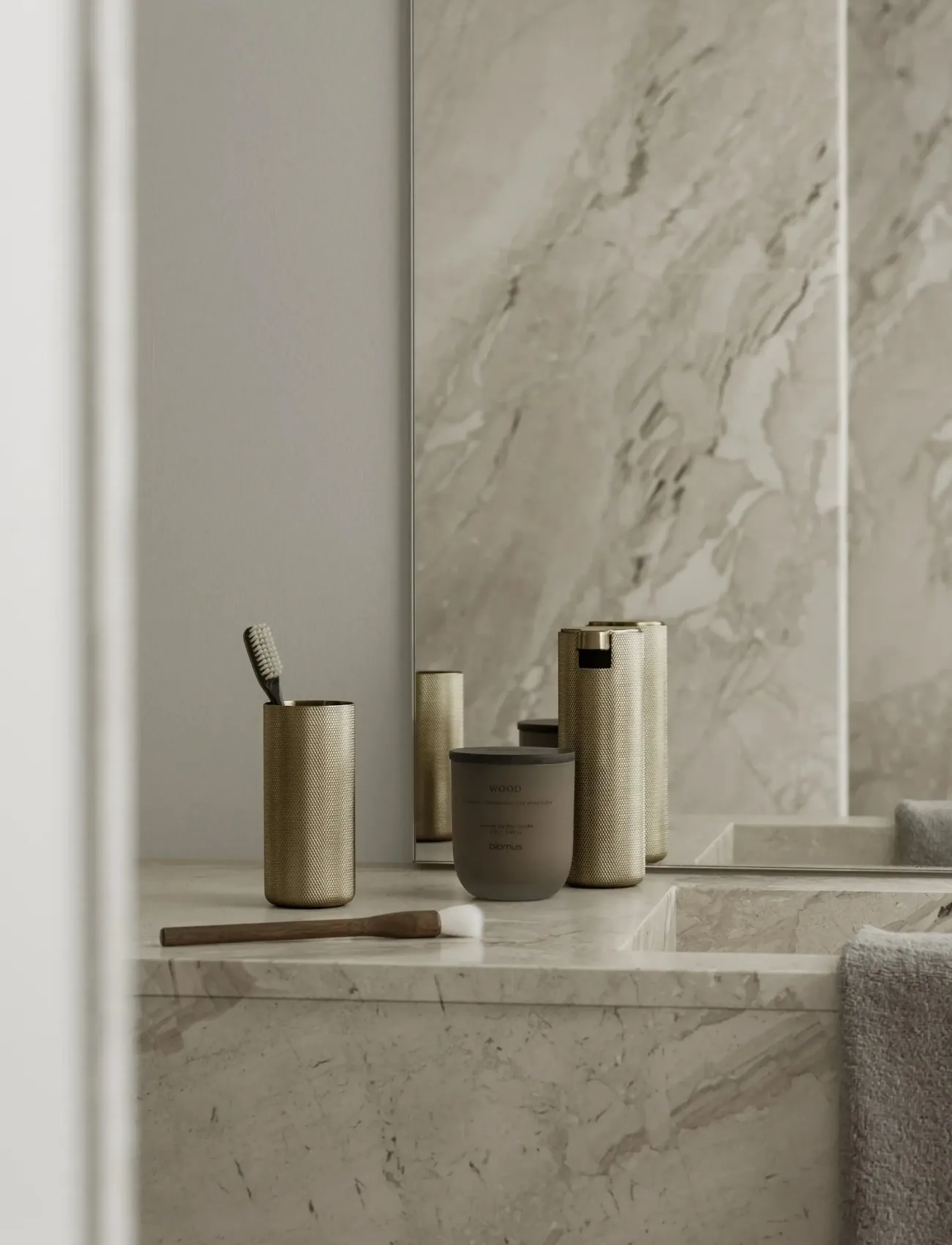 Blomus Tumbler 12 Cm, Ø 5,5 Cm Modo Rof Brass, 5.5 cm, Bathroom Interior, Gold - Toothbrush Holder, Homeware