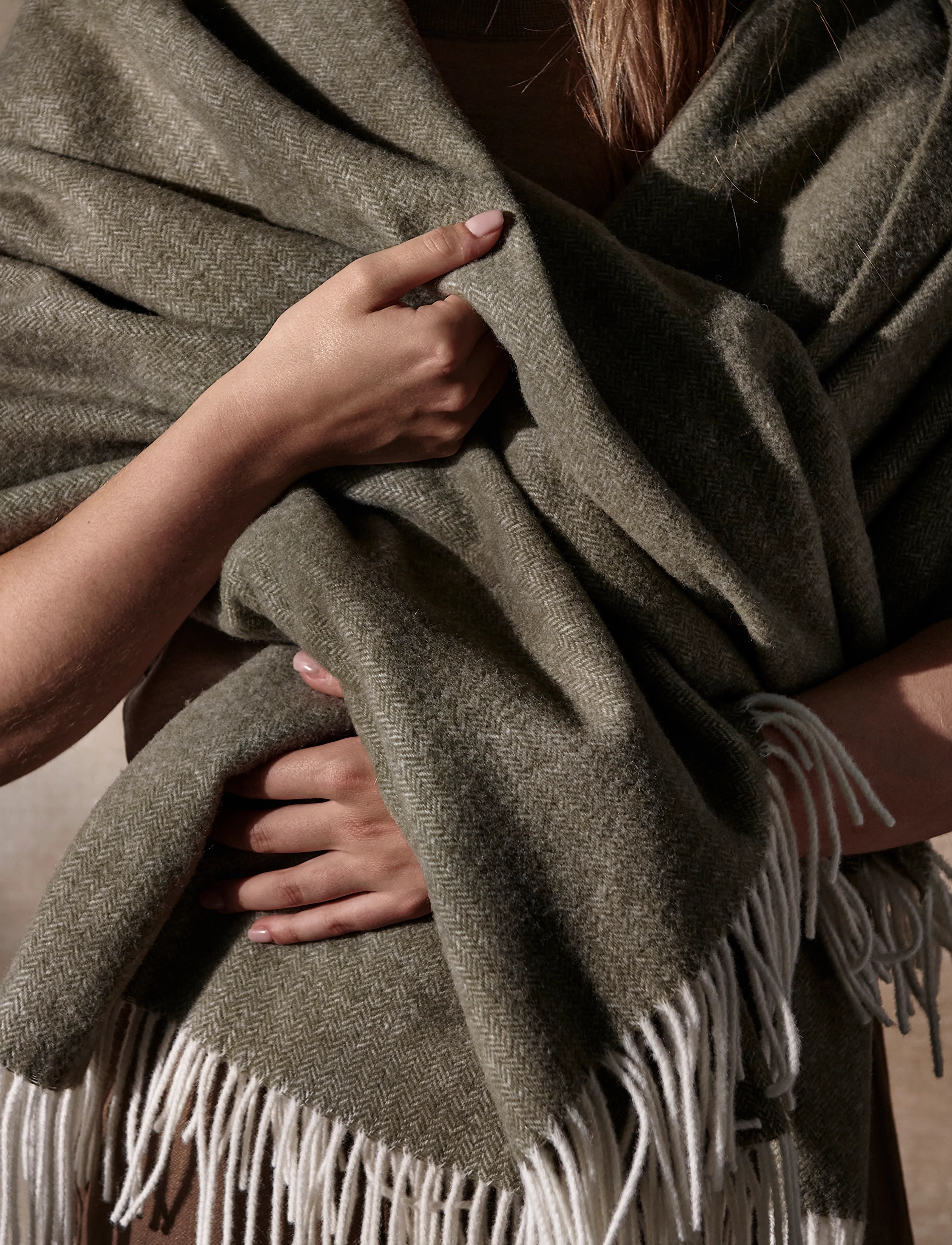 Blomus Throw 200 X 130 Cm Finho Dark Olive, 200X cm, Cushions & Blankets, Khakigrün - Blankets Throws, Homeware