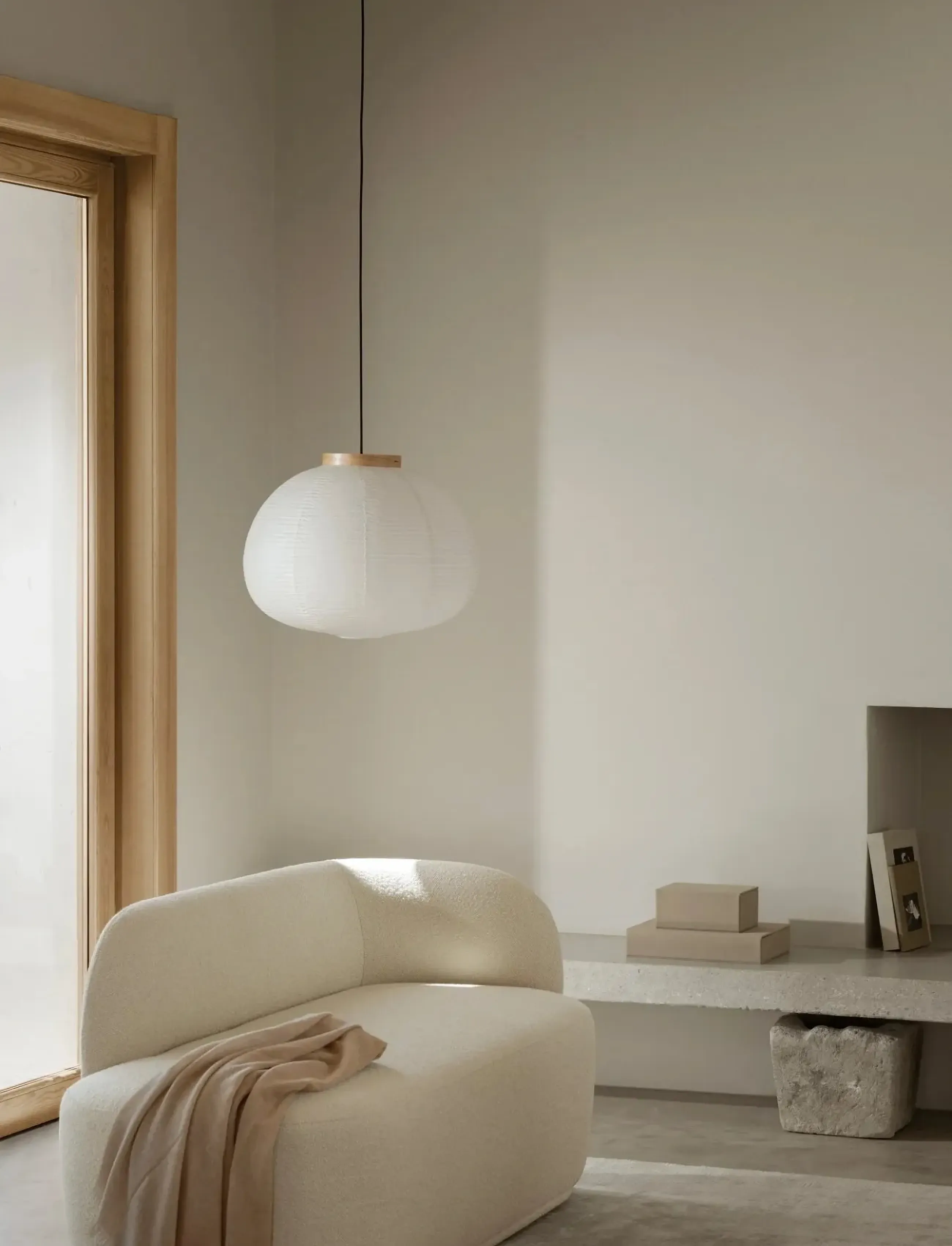 Blomus Pendant Lamp 48 Cm, Ø 60 Cm Kami Oak, cm, Ceiling Lamps, Weiß - Homeware