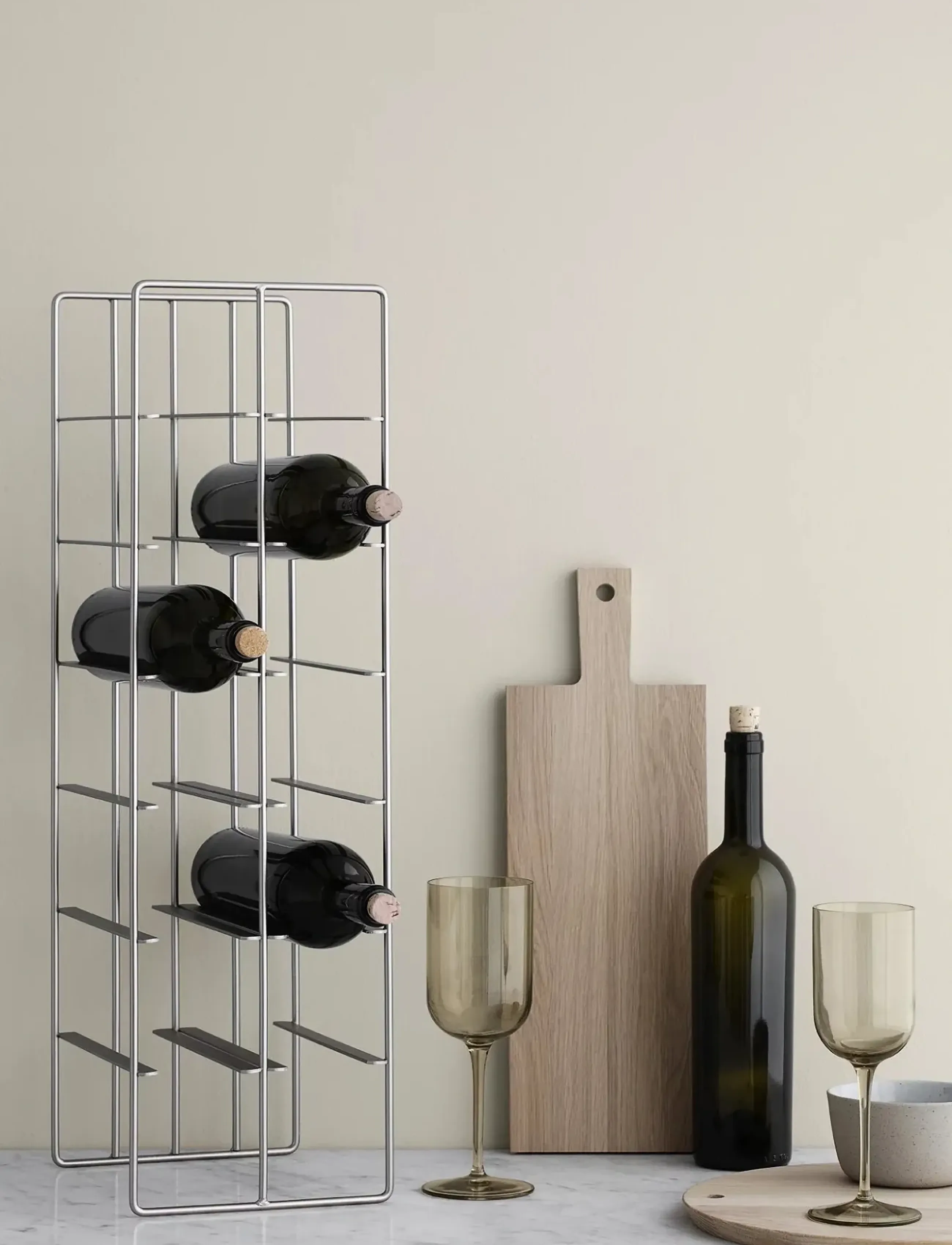 Blomus Wine Bottle Storage 66 X 19 22 Cm Pilare Stainless Steel, L 21 cm, Furniture, Silber - Shelves, Homeware