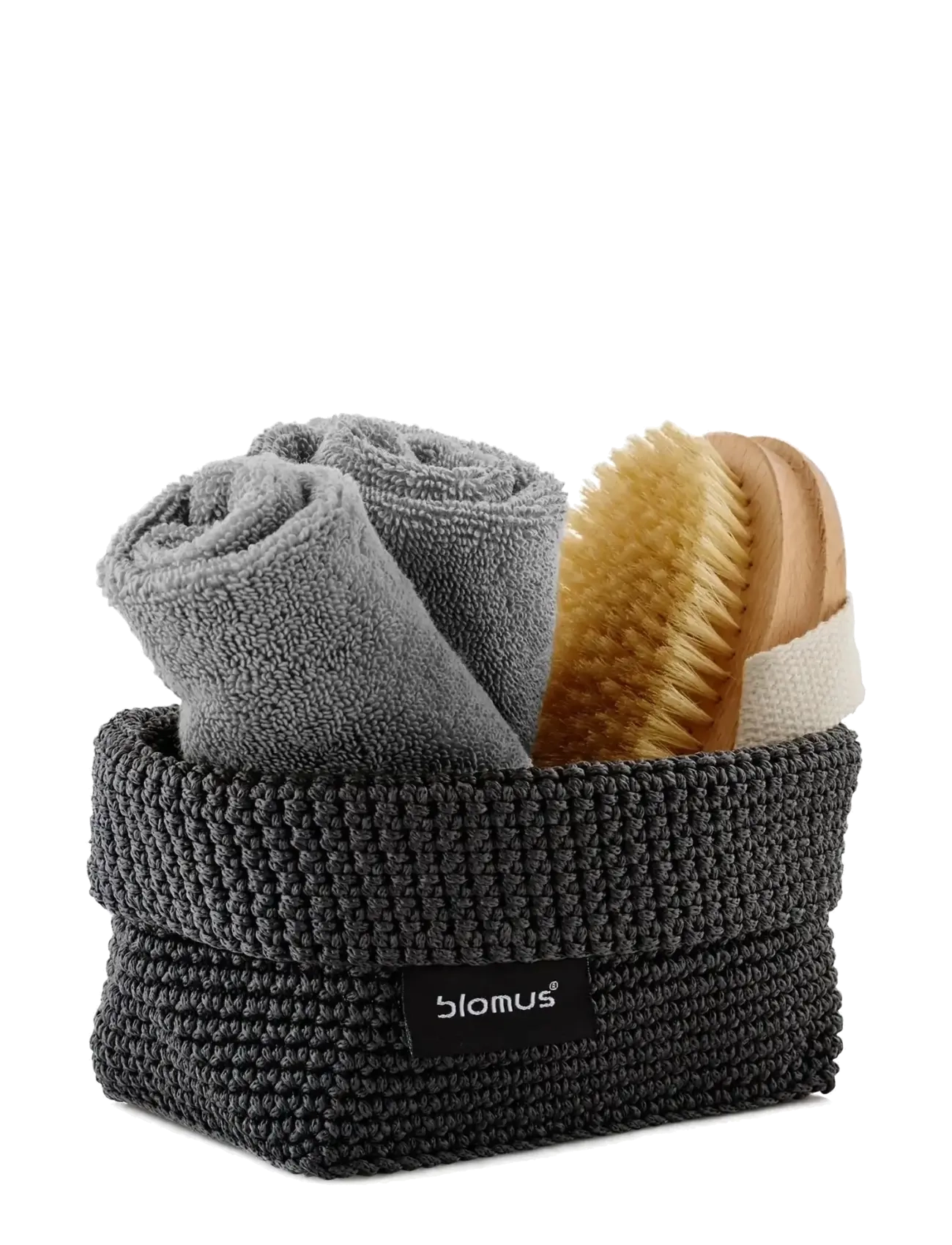 Blomus Crochet Rope Basket M - 15 x 10 x 9 cm - TELA - Anthracite - Interiør - ANTHRACITE / black