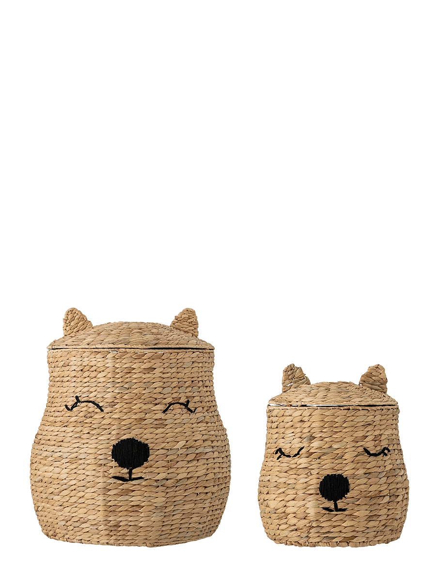 Bloomingville Mini - Berny Basket w/Lid - aufbewahrungskörbe - brown - 1