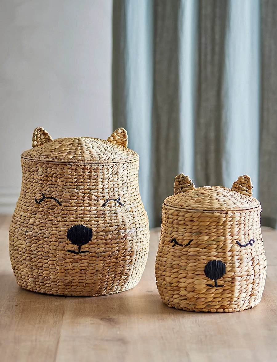 Bloomingville Mini - Berny Basket w/Lid - aufbewahrungskörbe - brown - 0