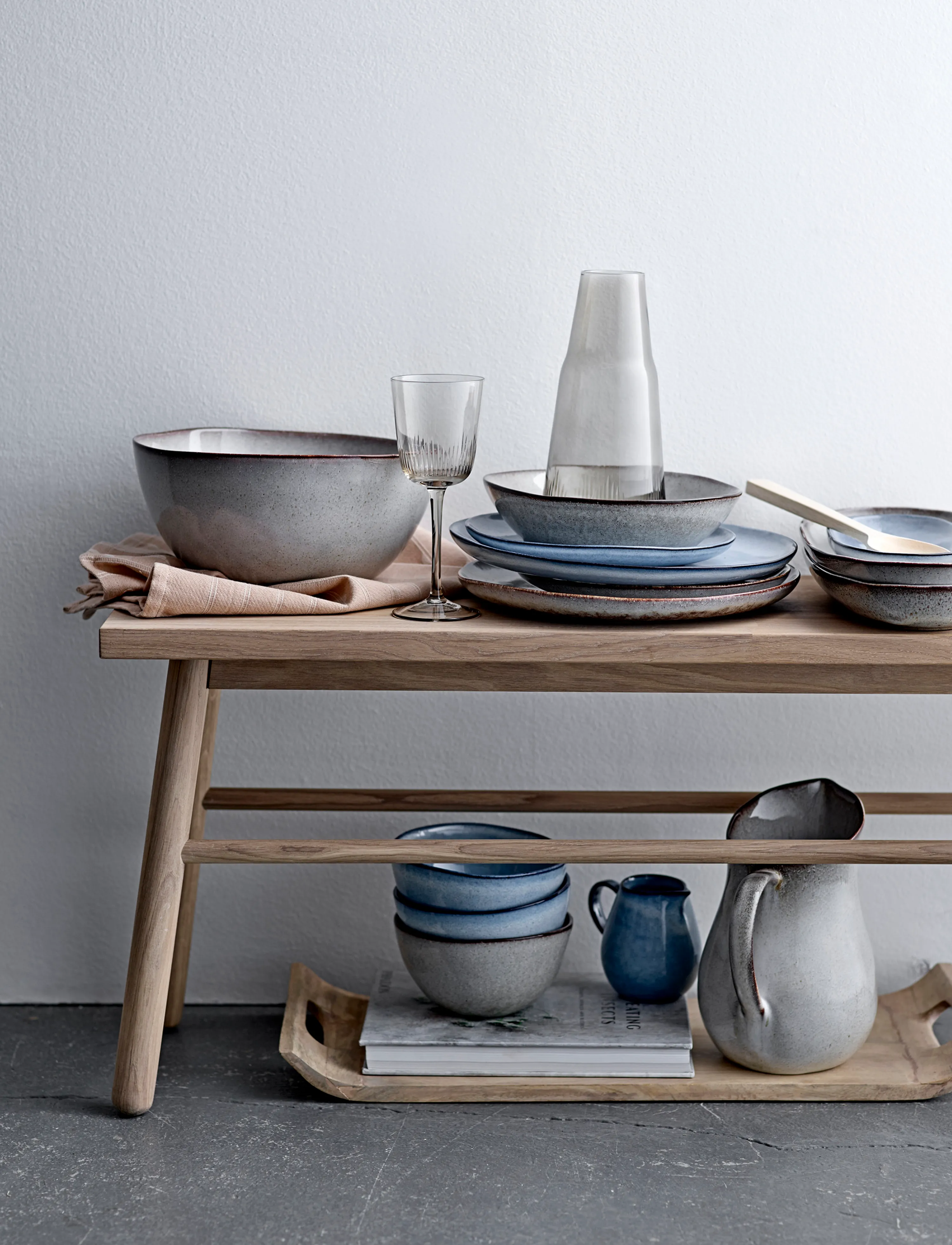 Bloomingville Sandrine Skål, Blå, Stentøj, One Size, Blue, Skåle > Morgenmadsskåle, Unisex