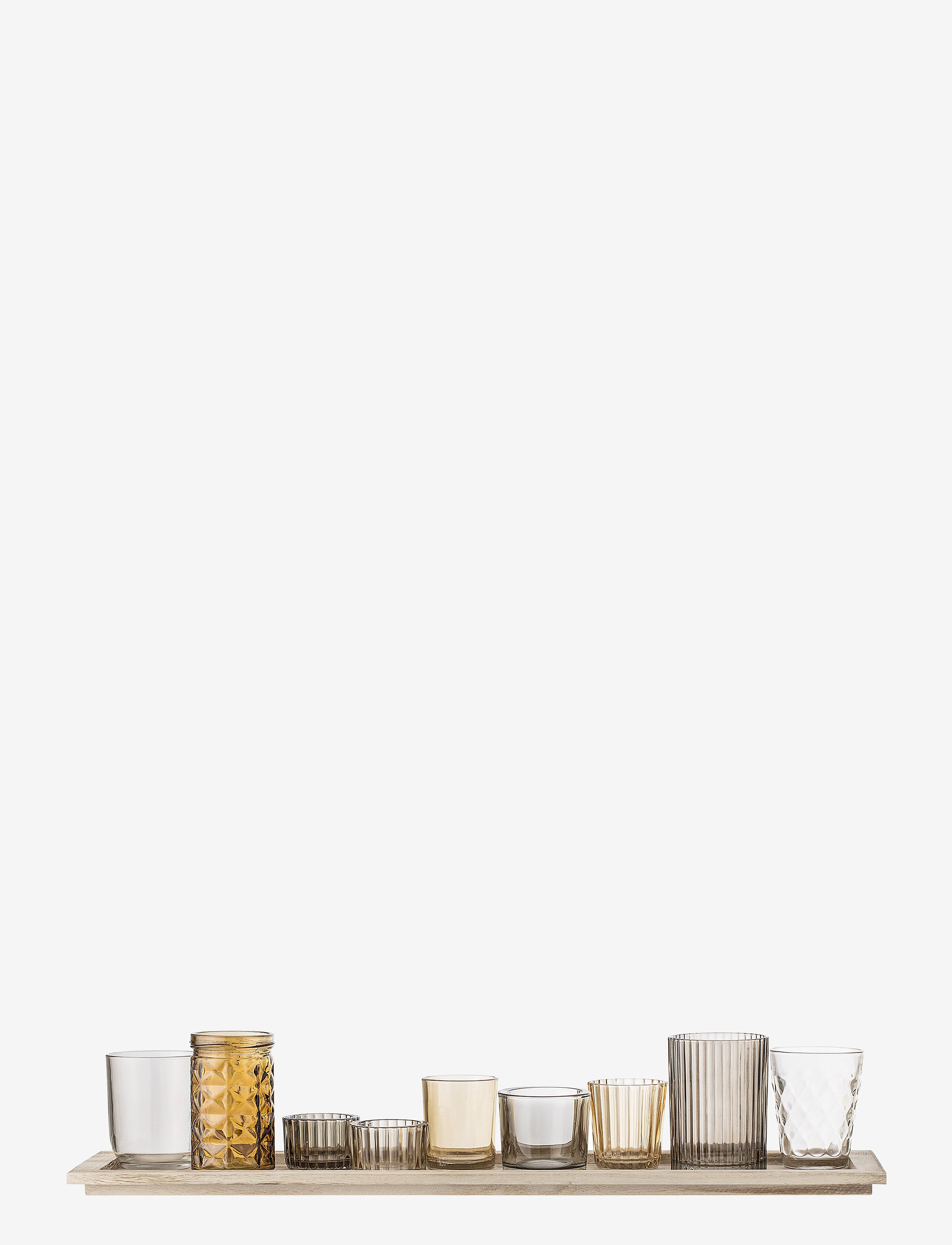 Bloomingville Fyrfadsstage, Brun, Glas Sæt Of 10, Lille vase, Brun, Str: ONE SIZE