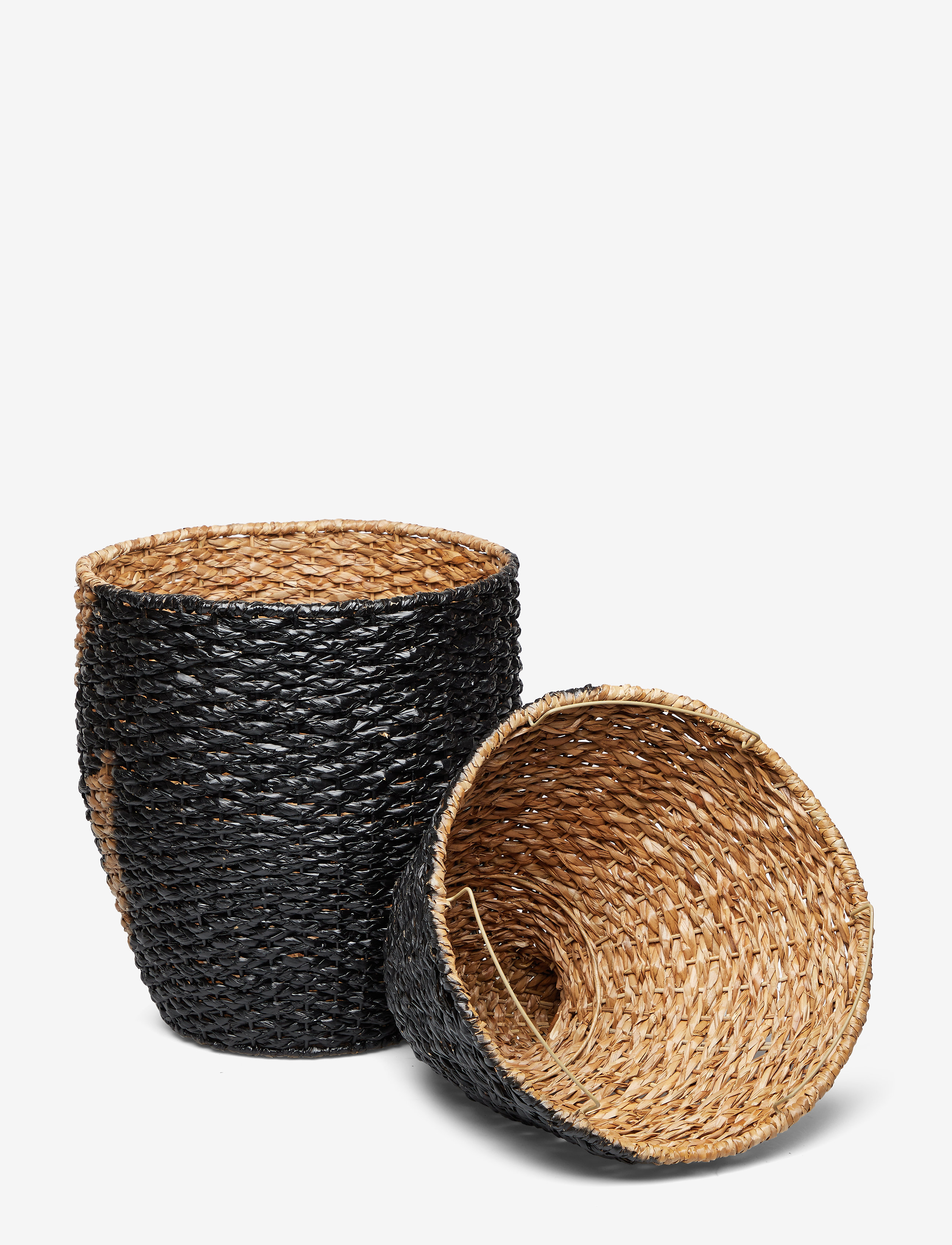 Bloomingville - Tazia Basket w/Lid, Black, Bankuan Grass - opbevaringskurve - multi-color - 3