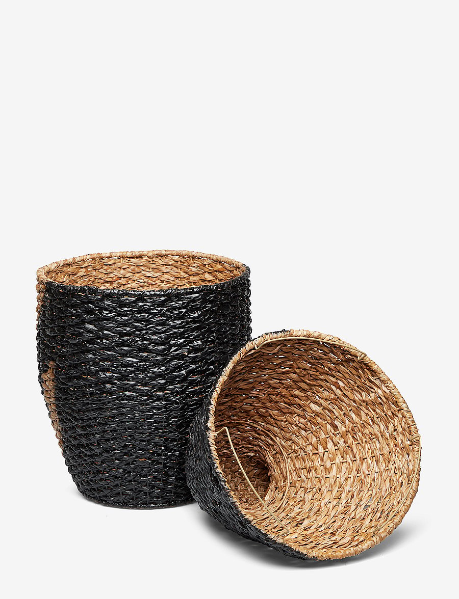 Bloomingville - Tazia Basket w/Lid, Black, Bankuan Grass - aufbewahrungskörbe - multi-color - 3