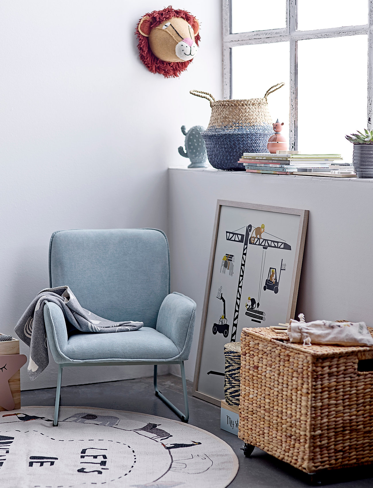 Bloomingville Leopold Tæppe, Natur, Bomuld, Ø130 cm, Rugs And Carpets, Beige - Round Rugs, Kinder
